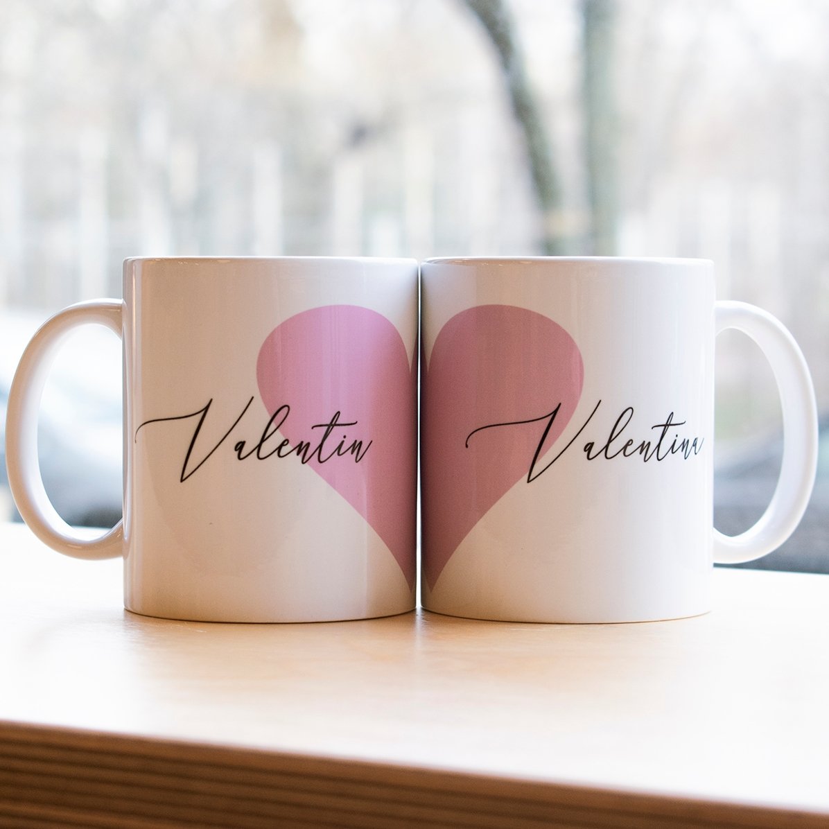 Tasses pour couple avec inscription - motif cœur