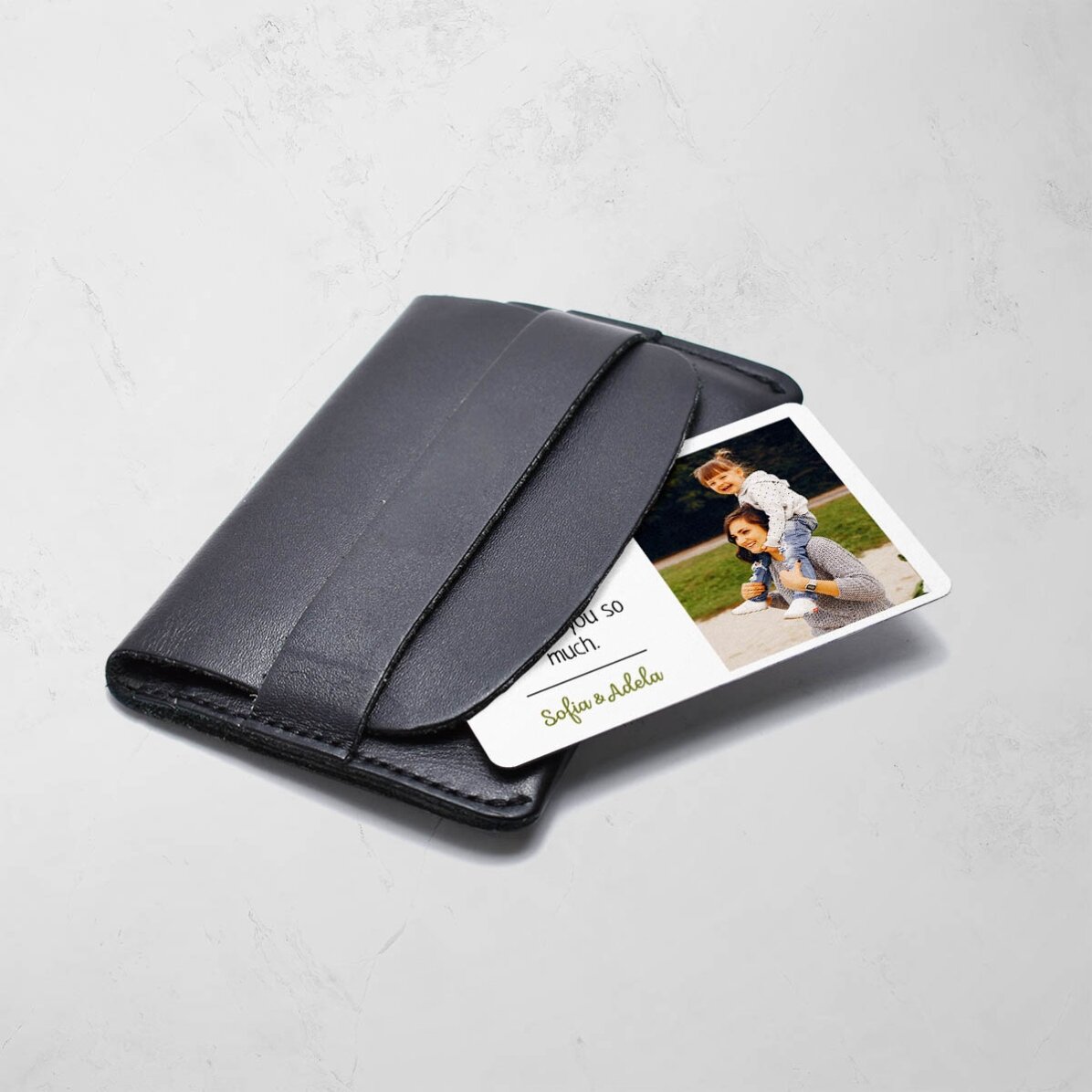 Carte en aluminium personnalisée recto-verso avec 2 photos et un message