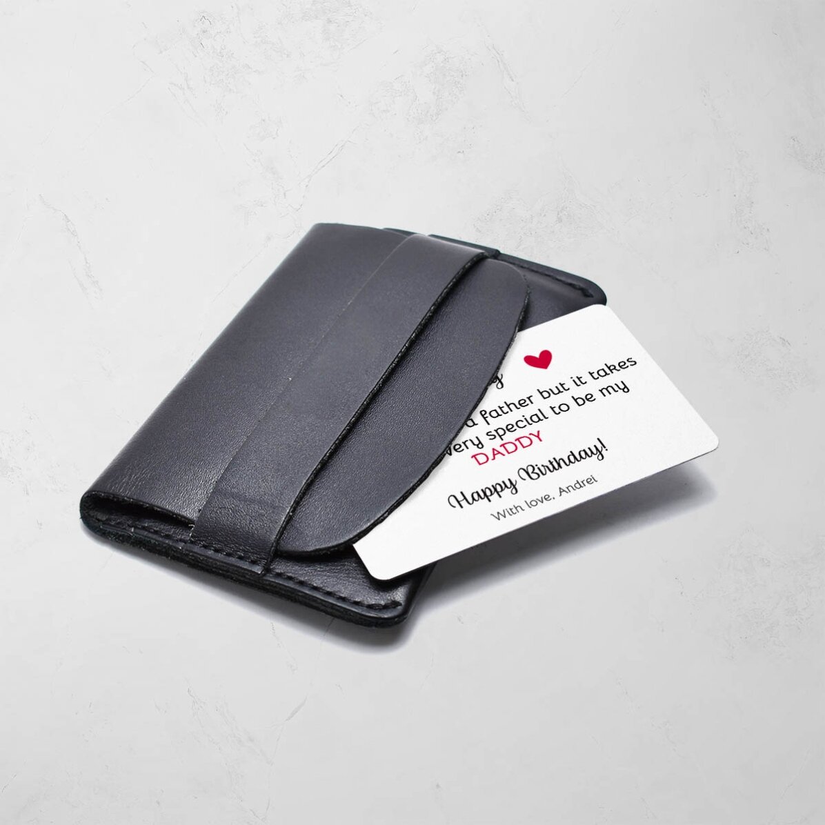Carte en aluminium personnalisée recto-verso avec 6 photos et un texte