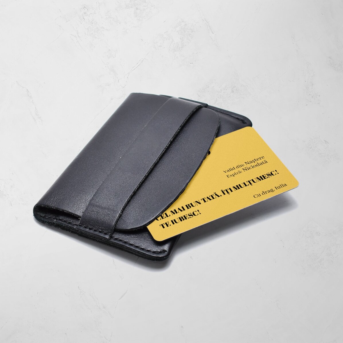 Carte en aluminium personnalisée recto-verso avec un message et une photo - Bank