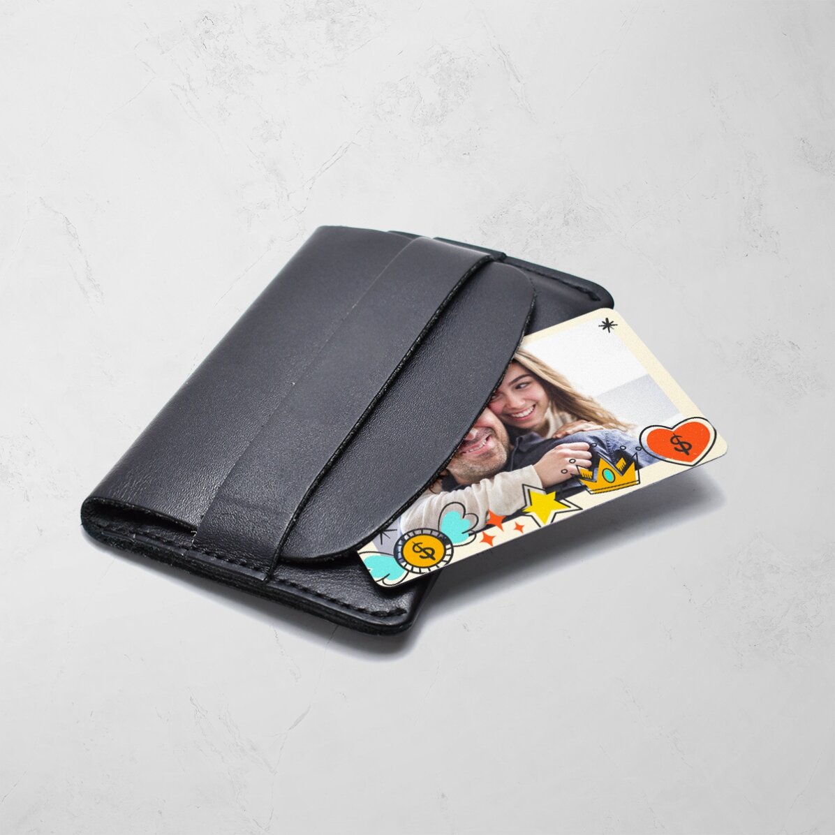 Carte en aluminium personnalisée recto-verso avec un message et une photo - Bank