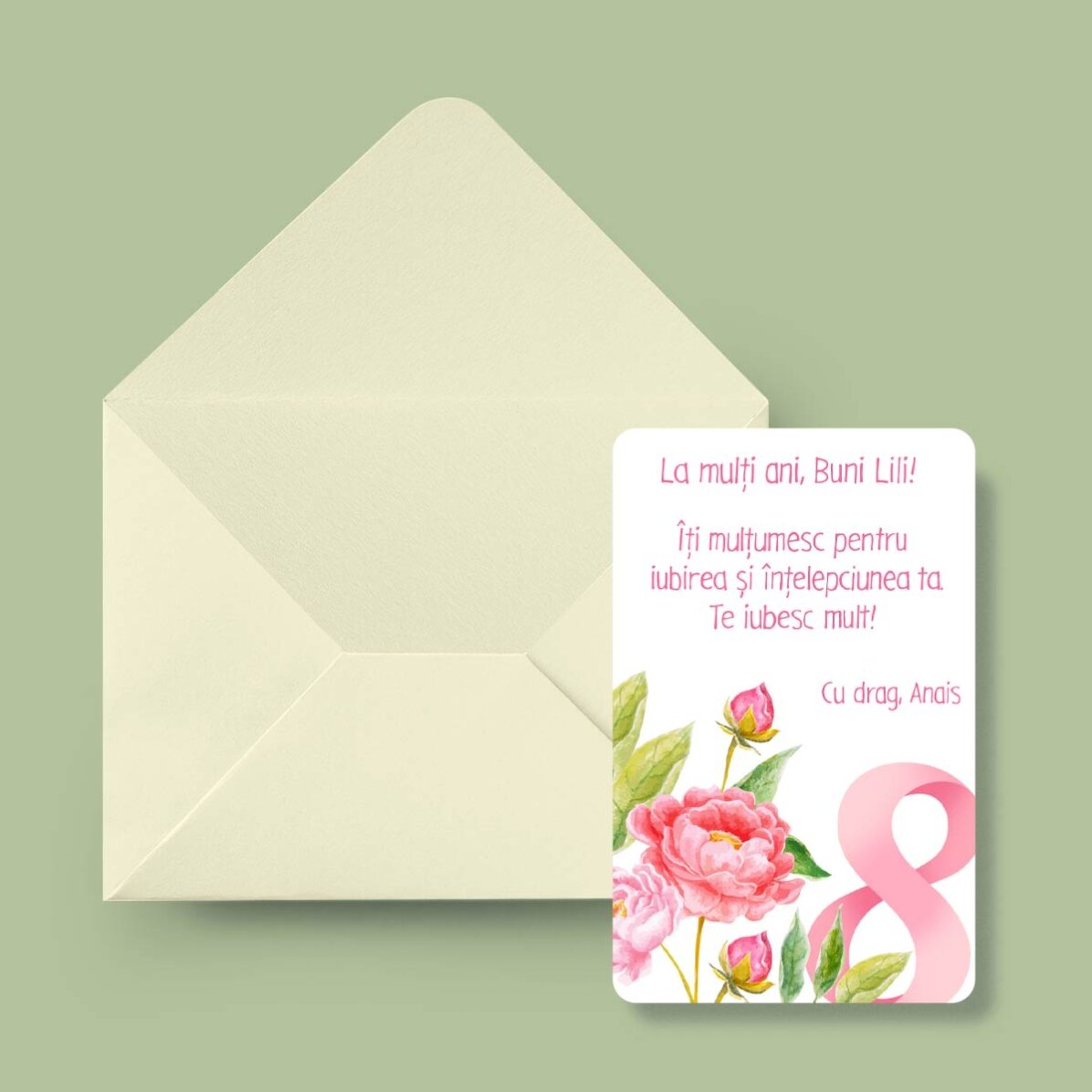 Carte en aluminium personnalisée recto-verso avec un message et une photo - Fleurs
