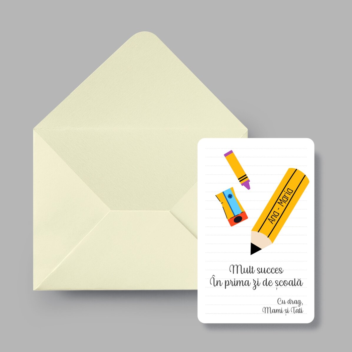 Carte en aluminium personnalisée recto-verso avec un message et une photo - Good Luck