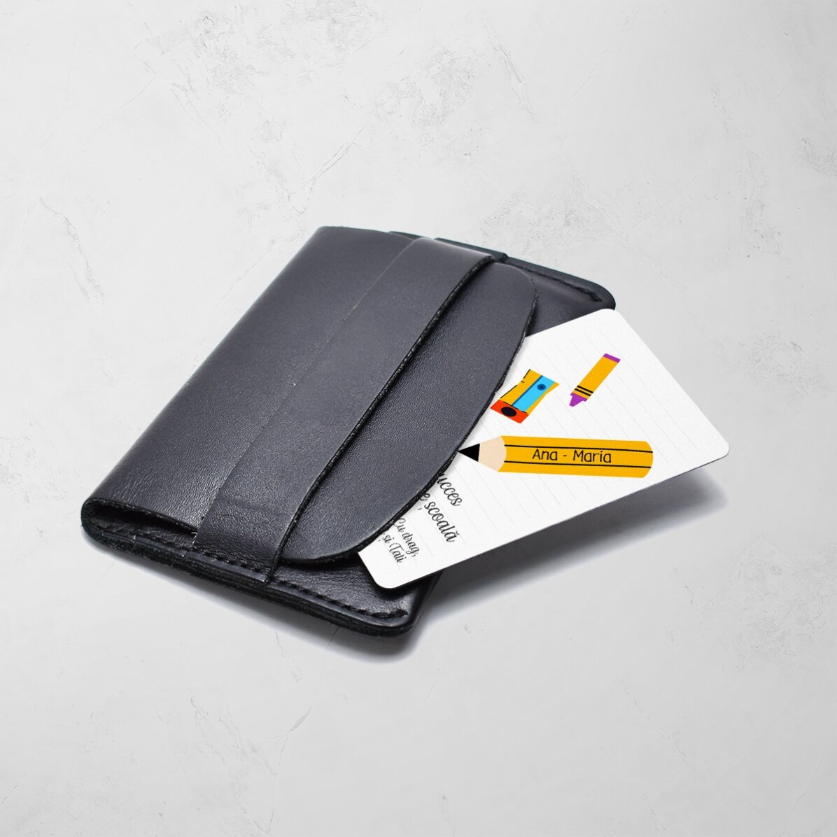 Carte en aluminium personnalisée recto-verso avec un message et une photo - Good Luck