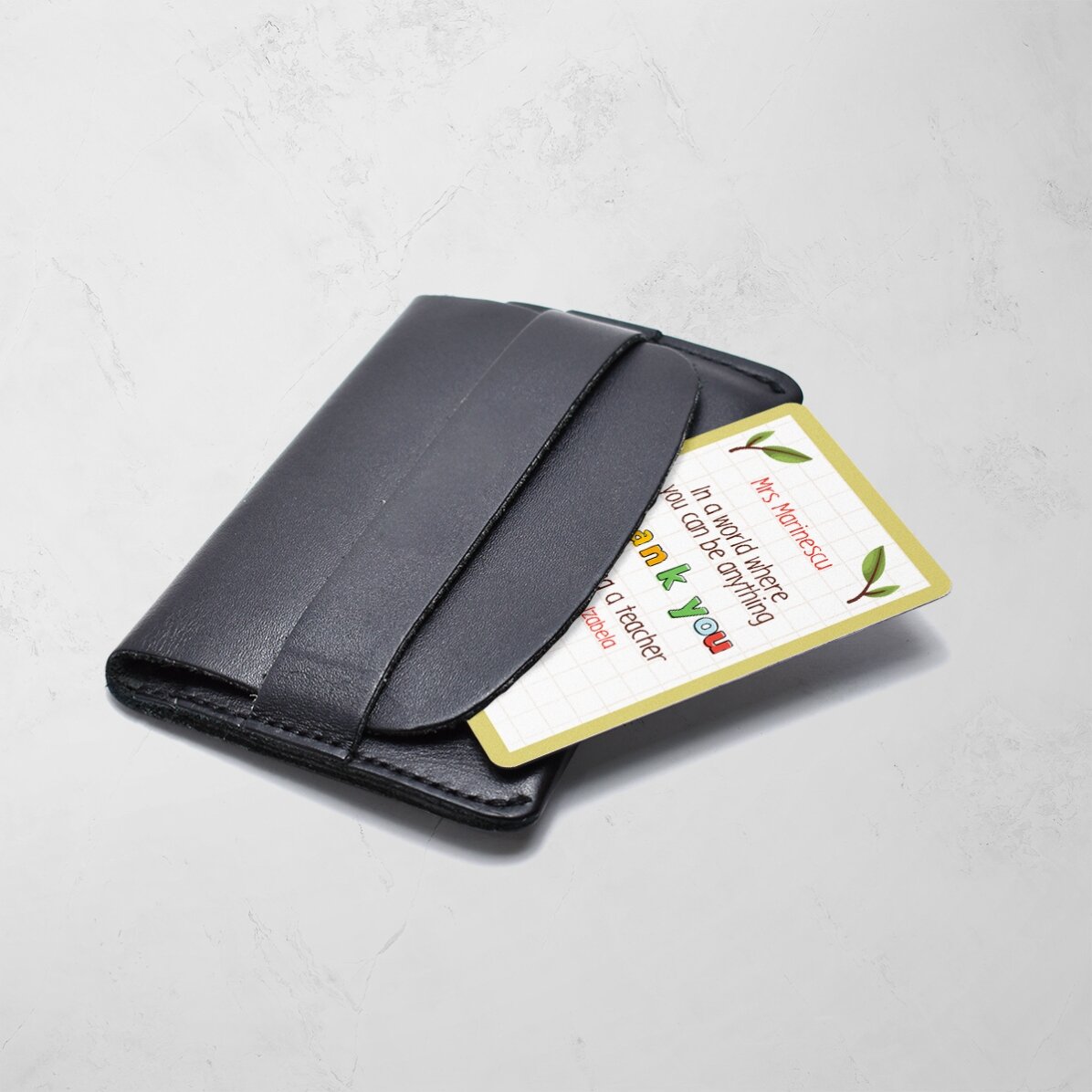 Carte en aluminium personnalisée recto-verso avec un message et une photo - merci