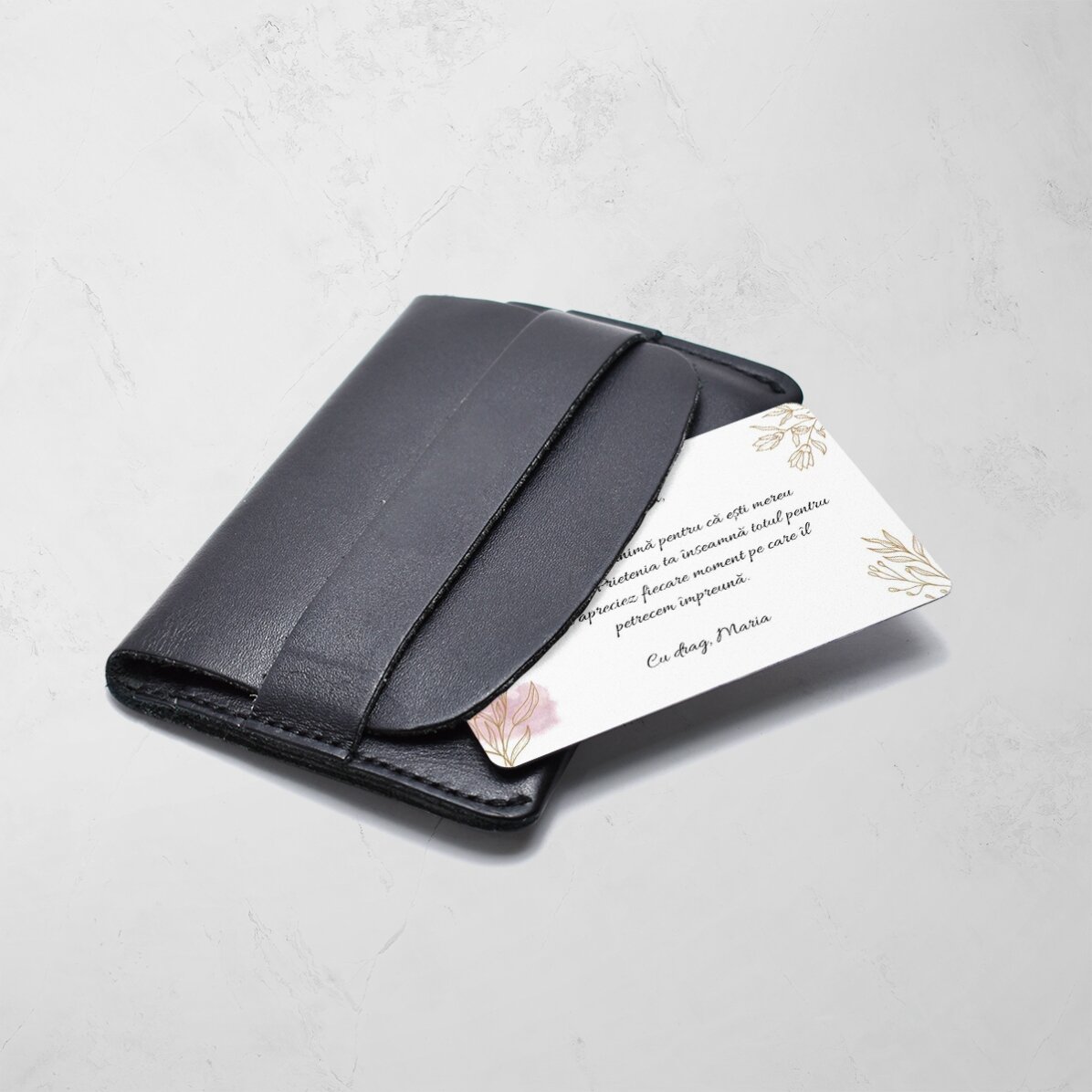 Carte en aluminium personnalisée recto-verso avec message - Merci