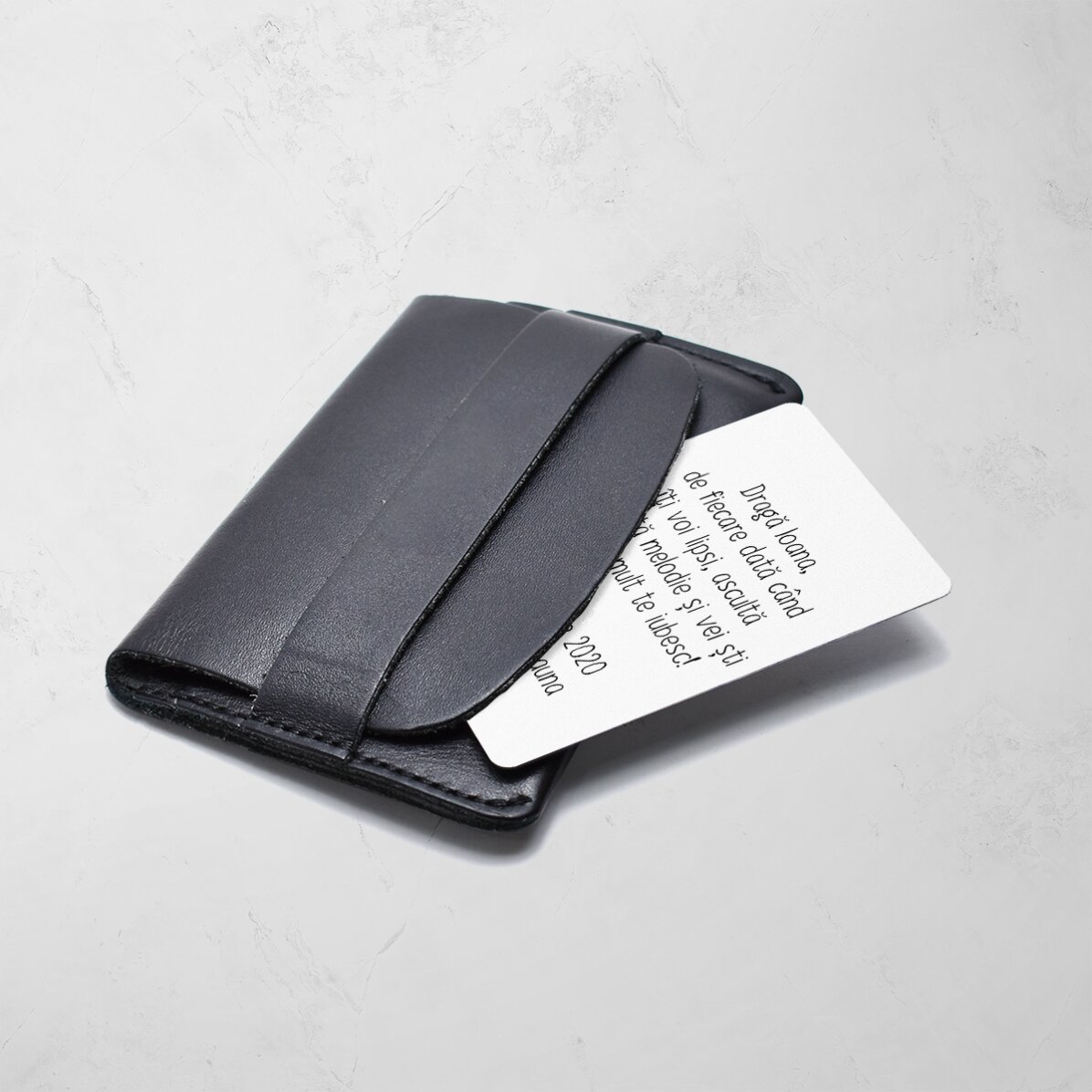 Carte en aluminium personnalisée recto-verso avec une photo, un message et un code QR - Notre mélodi