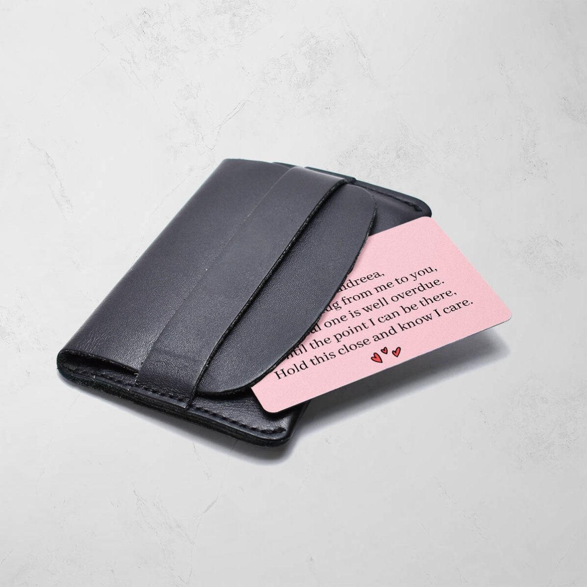 Carte en aluminium personnalisée recto-verso avec une photo et un texte