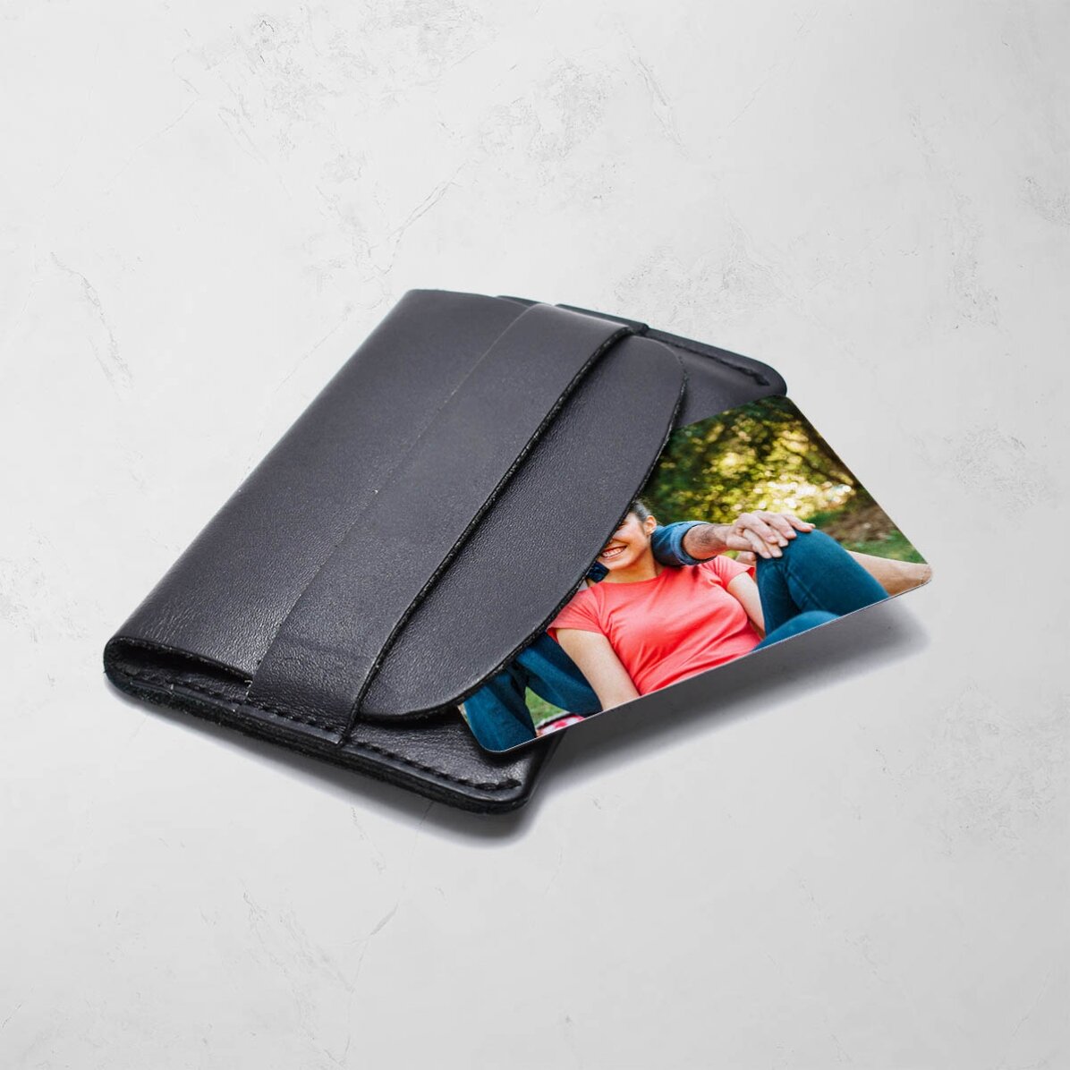 Carte en aluminium personnalisée recto-verso avec une photo et un texte