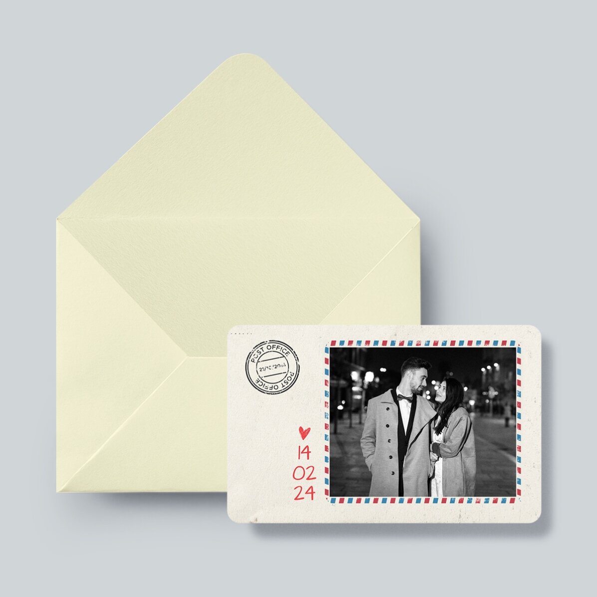 Carte en aluminium personnalisée recto-verso avec texte et deux photos - Carte postale