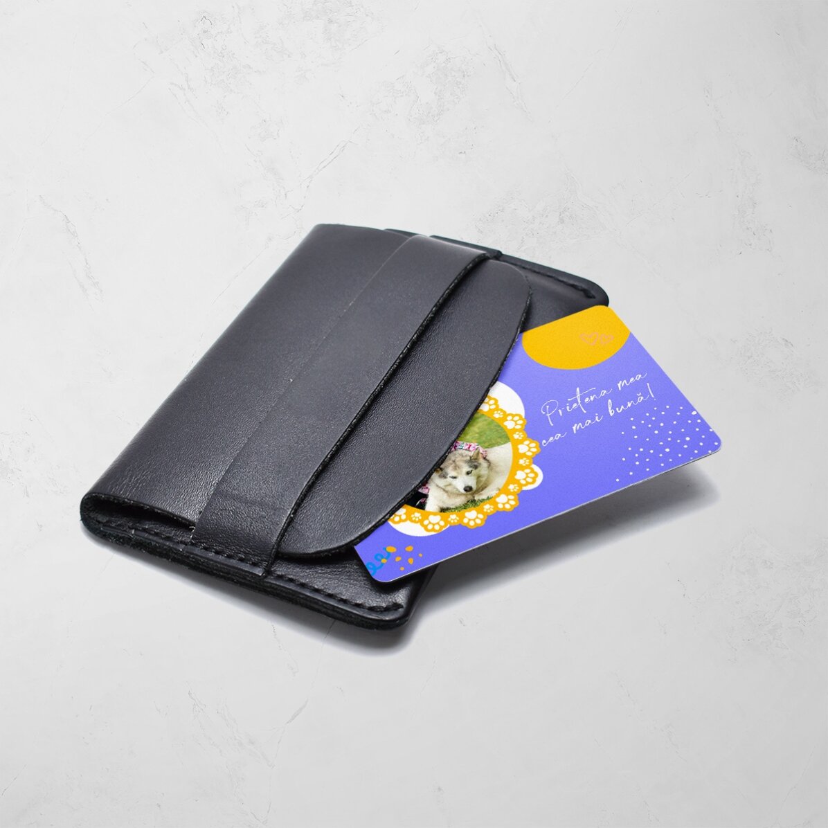 Carte en aluminium personnalisée recto-verso avec un texte et deux photos - L