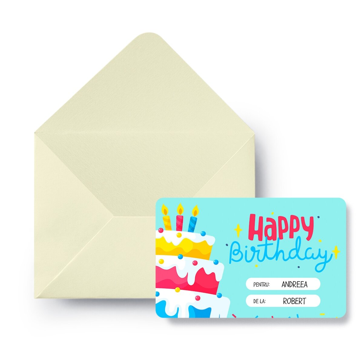 Carte en aluminium à gratter personnalisée recto-verso avec message - Joyeux anniversaire