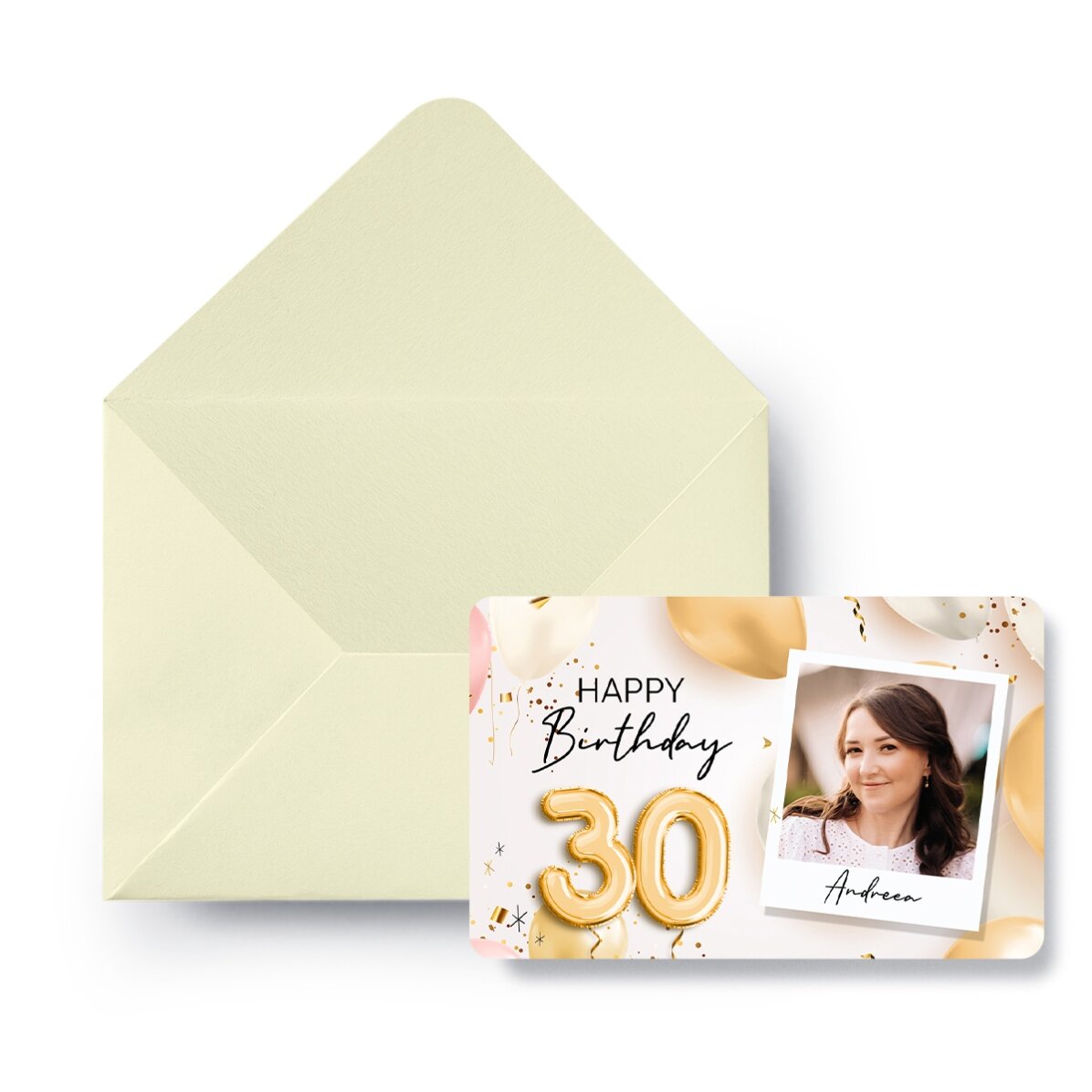 Carte en aluminium à gratter personnalisée recto-verso avec photo et message - Joyeux anniversaire