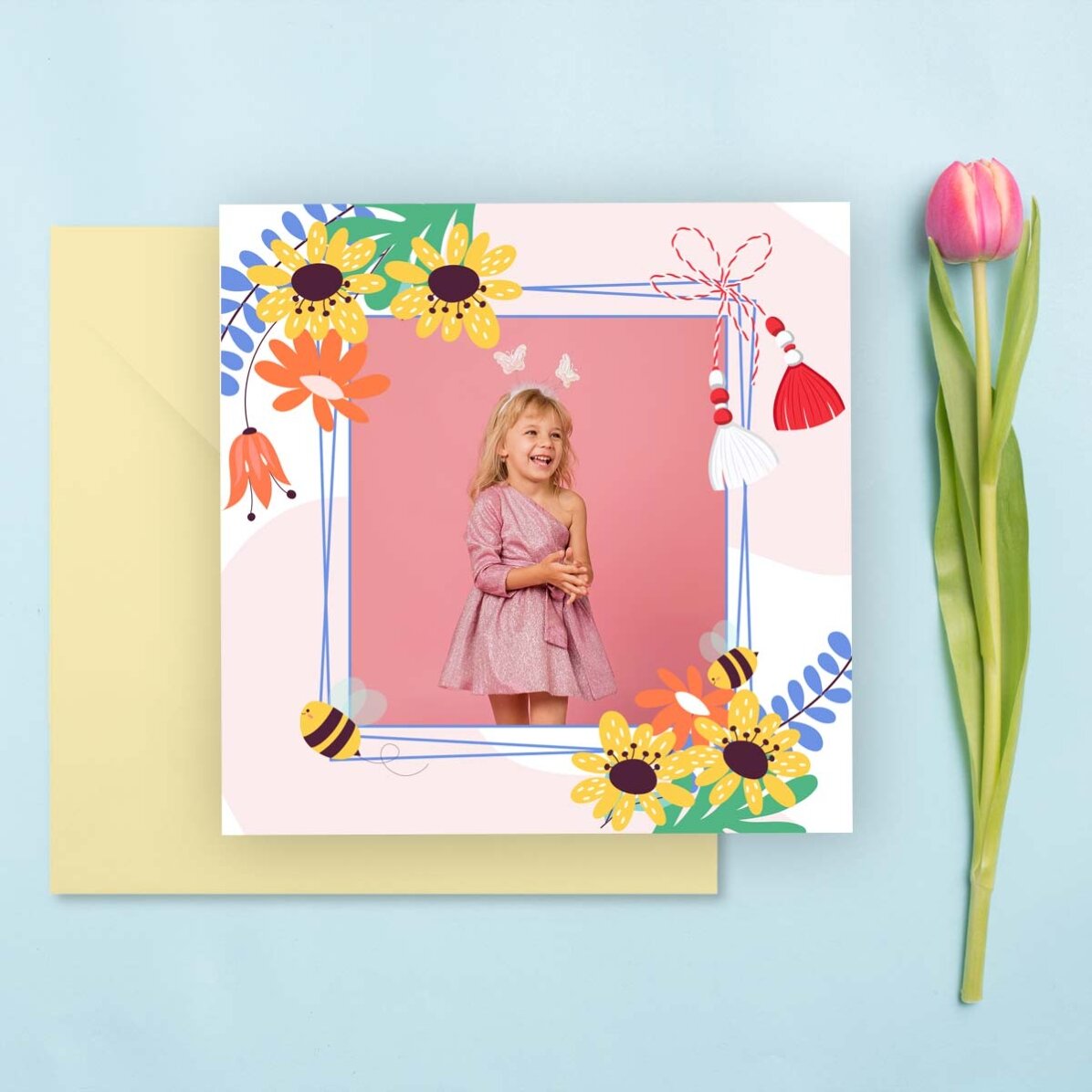 Carte carrée personnalisée avec une photo