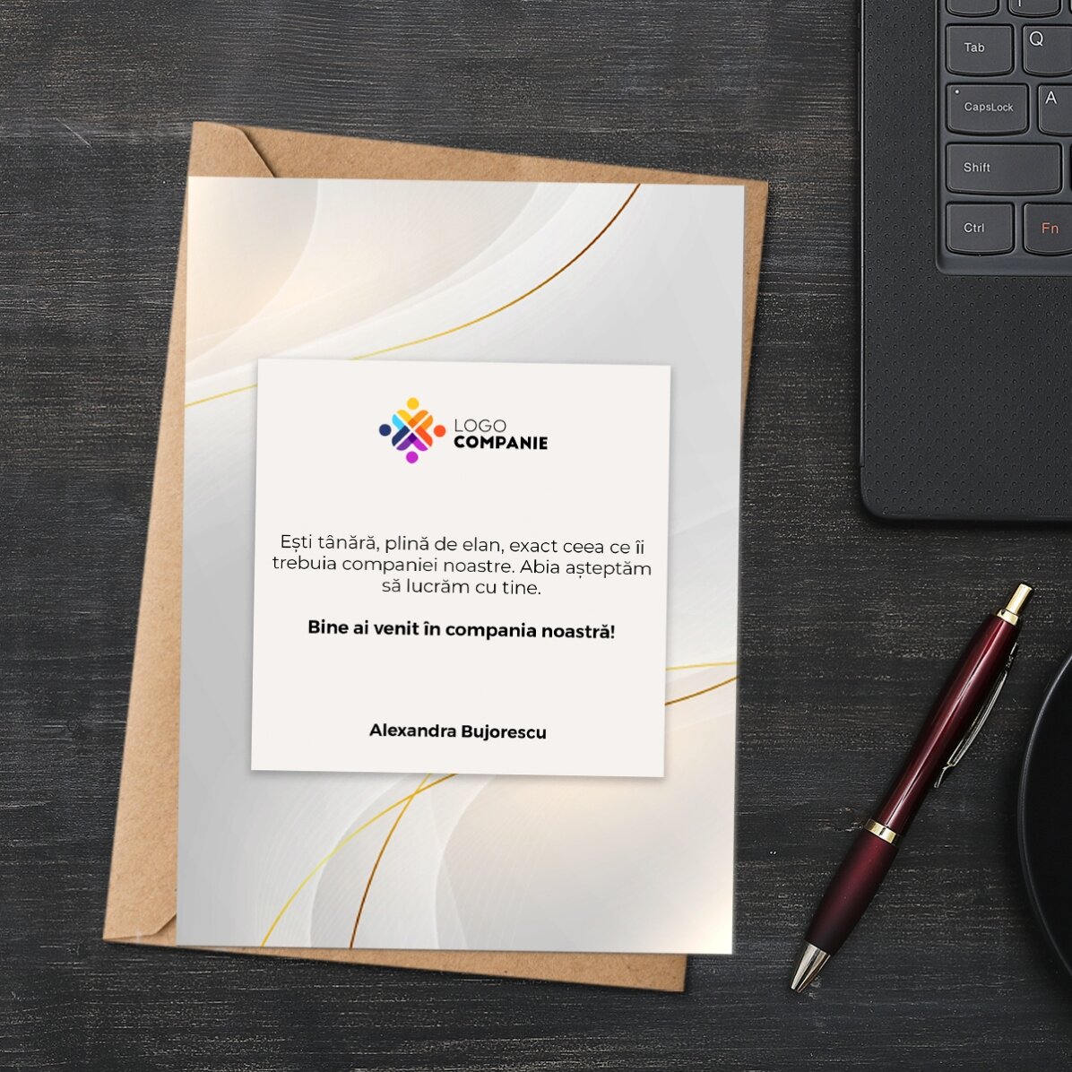 Carte personnalisée avec logo et texte - Welcome