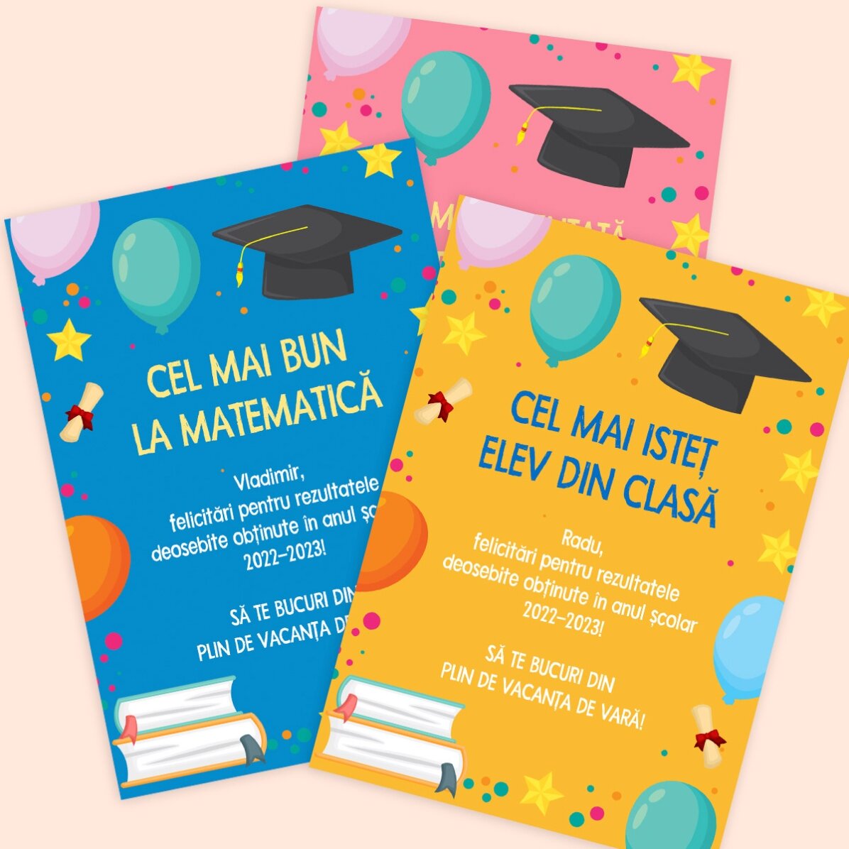 Carte personnalisée avec un message pour les enfants - Fin de l
