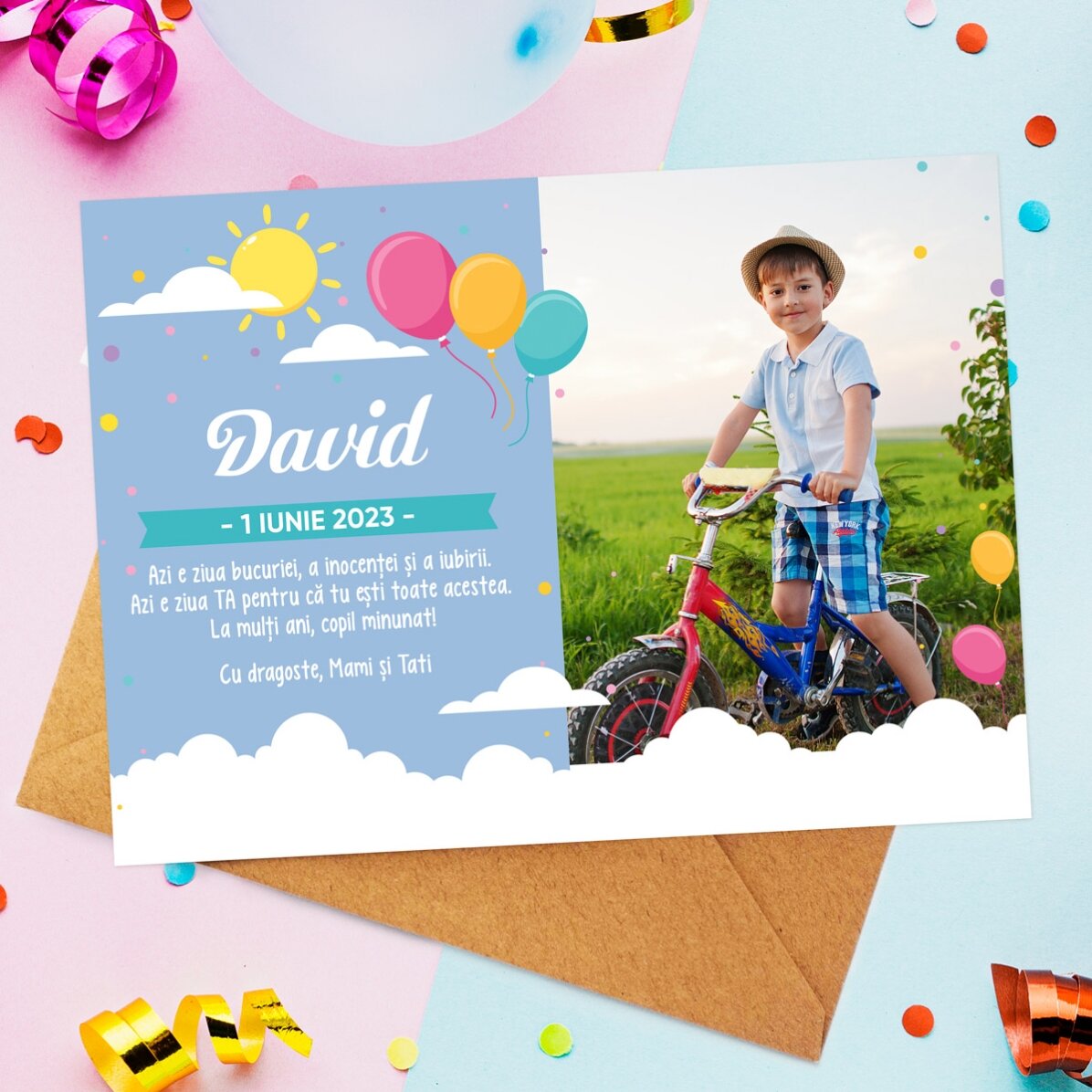 Carte personnalisée avec un message et une photo pour la Journée de l