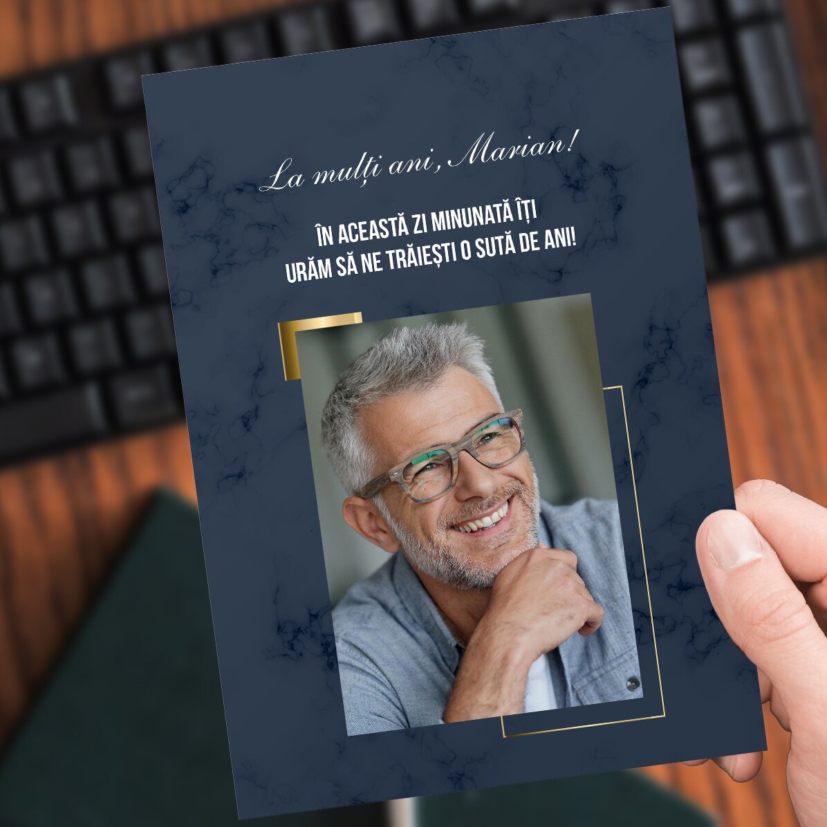 Carte personnalisée avec une photo et un message pour lui