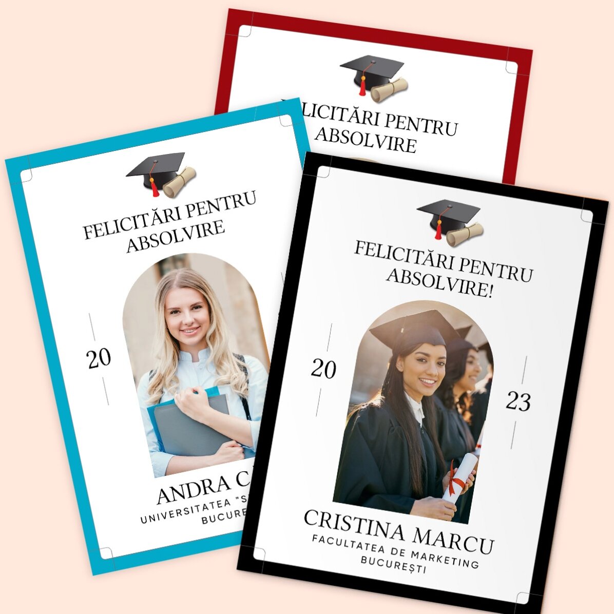 Carte personnalisée avec une photo et un texte pour la remise des diplômes