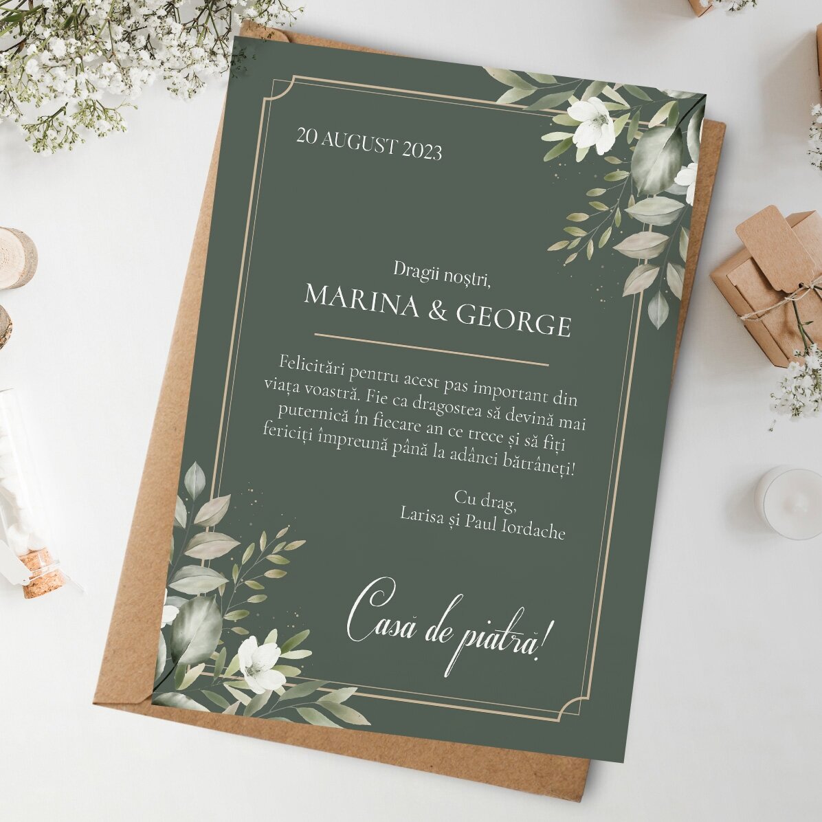 Carte personnalisée avec texte - La maison en pierre
