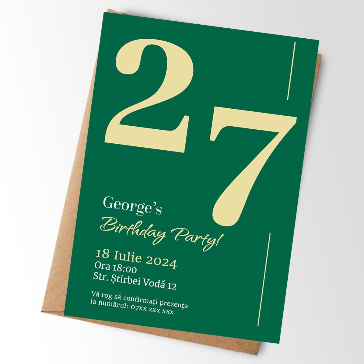 Carte personnalisée avec texte - invitation à une fête