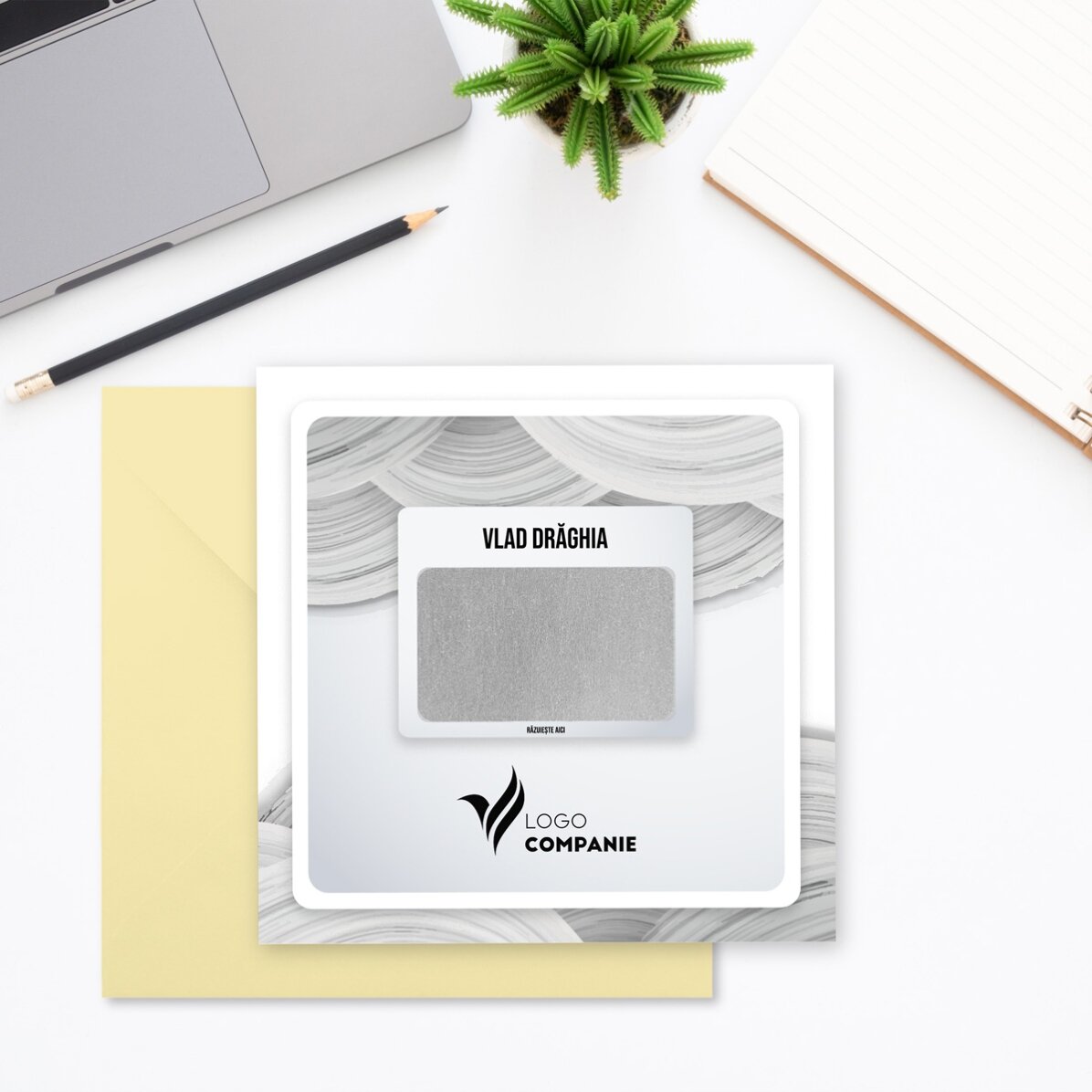 Carte à gratter personnalisée avec logo et texte - White Welcome