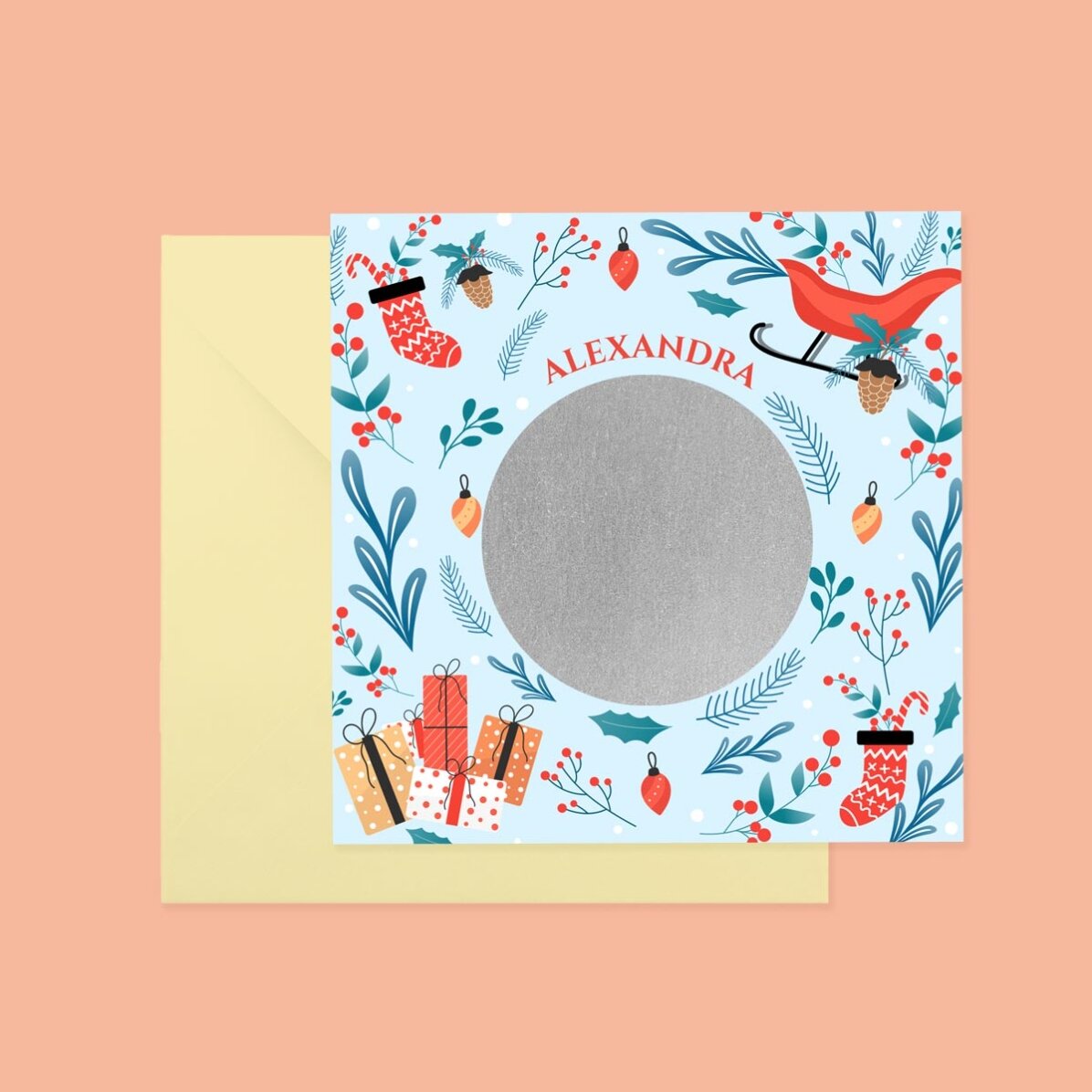Carte à gratter personnalisée avec message - Noël