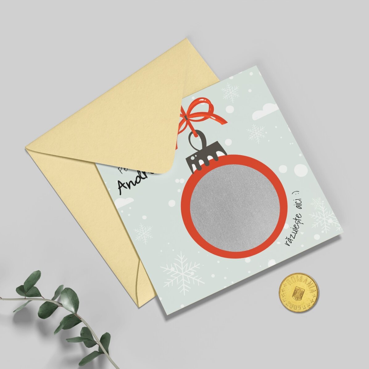 Carte à gratter personnalisée avec un message de Noël