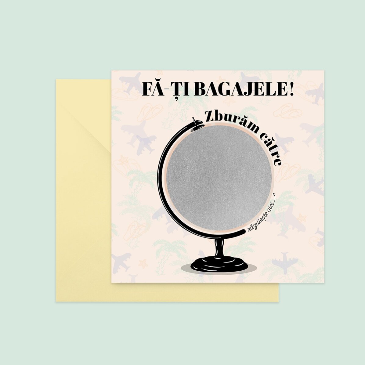 Carte à gratter personnalisée avec message - Globe terrestre
