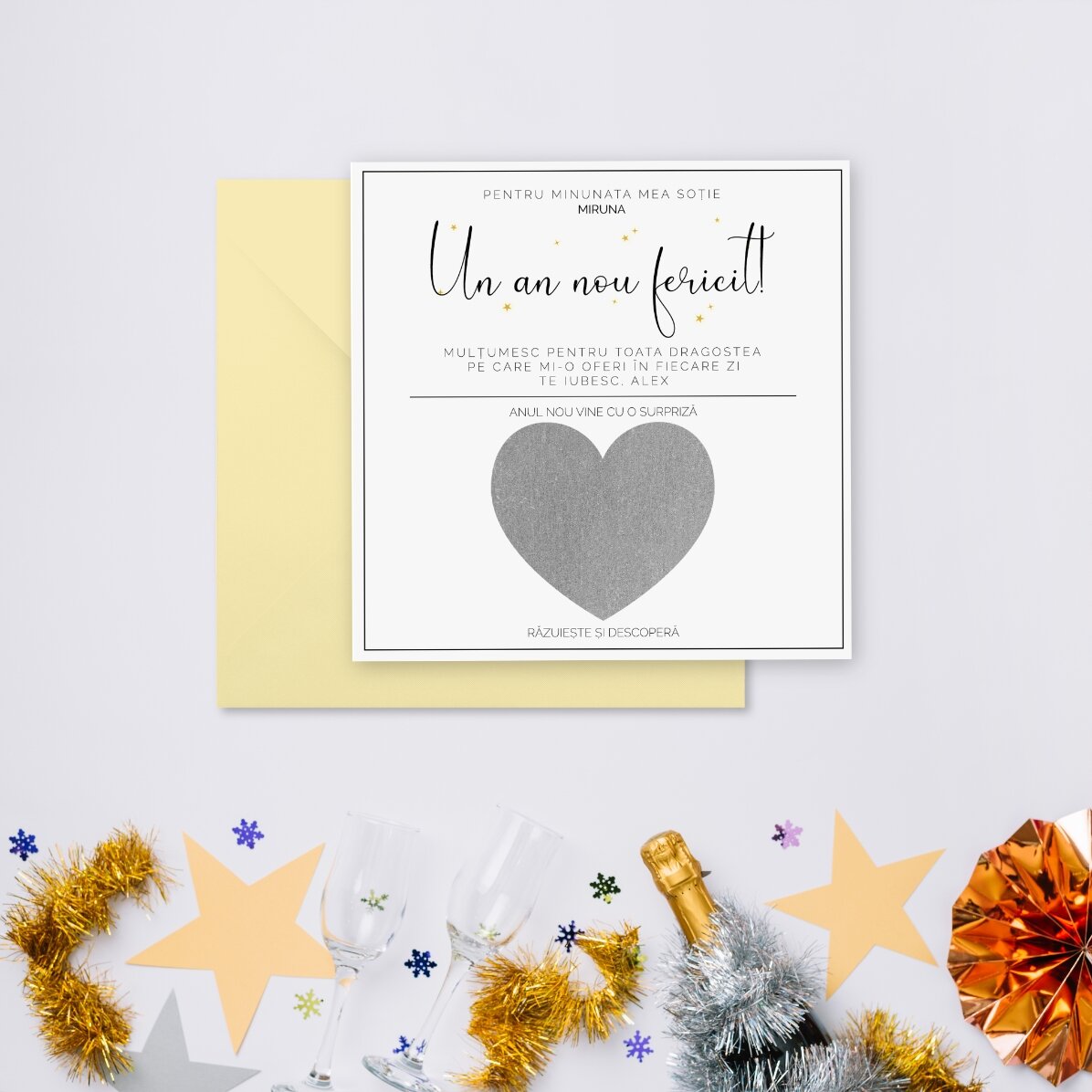 Carte à gratter personnalisée avec message - Élégant modèle de Noël