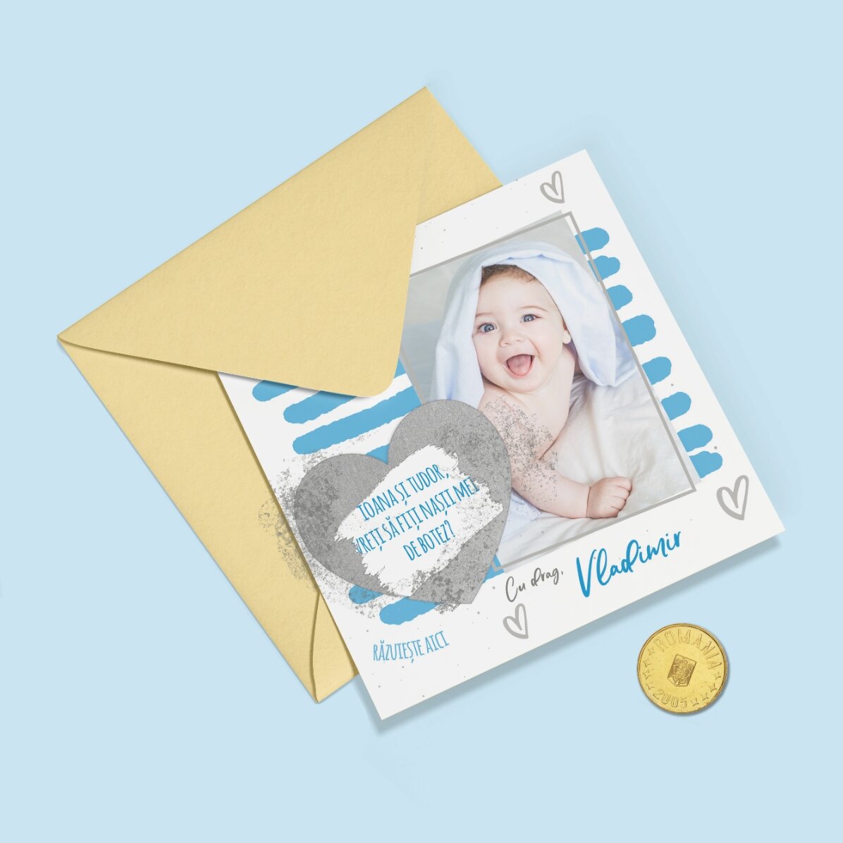 Carte à gratter personnalisée avec message et photo - Love