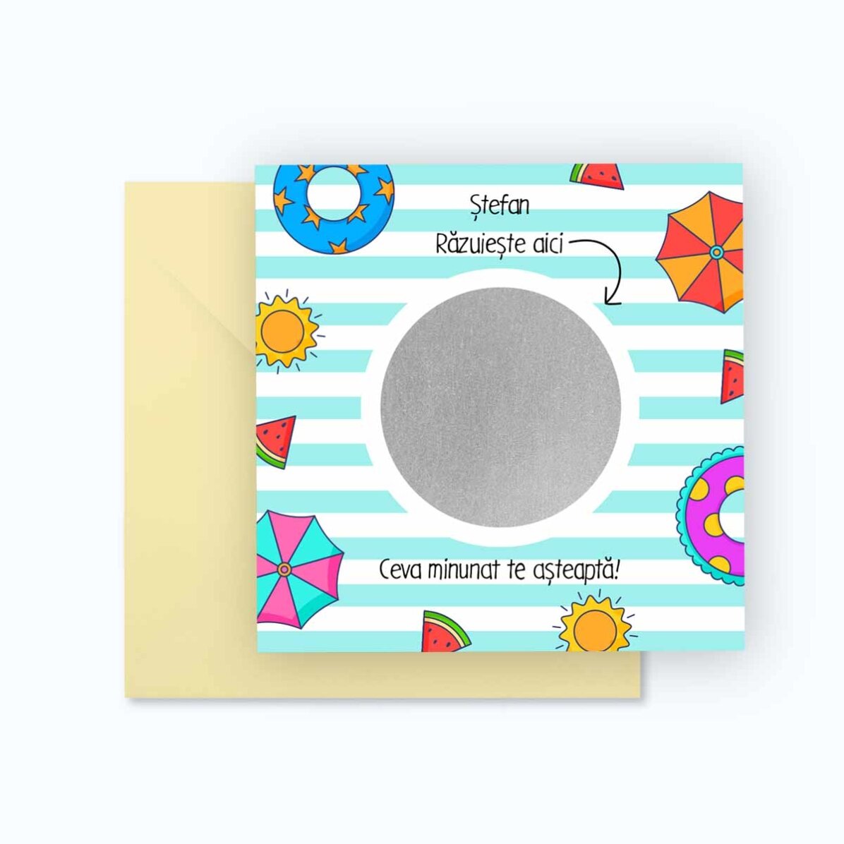 Carte à gratter personnalisée avec message - Vacances d