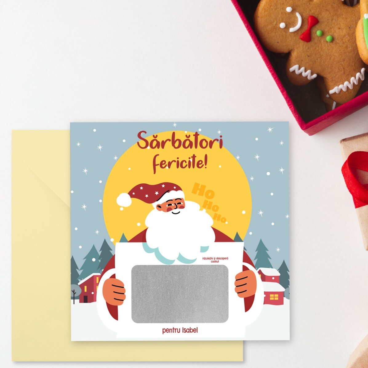 Carte à gratter personnalisée avec un message - Une nouvelle du Père Noël
