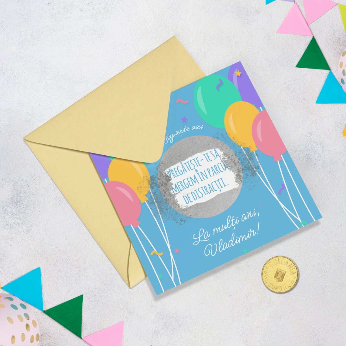 Carte à gratter personnalisée avec message - Anniversaire