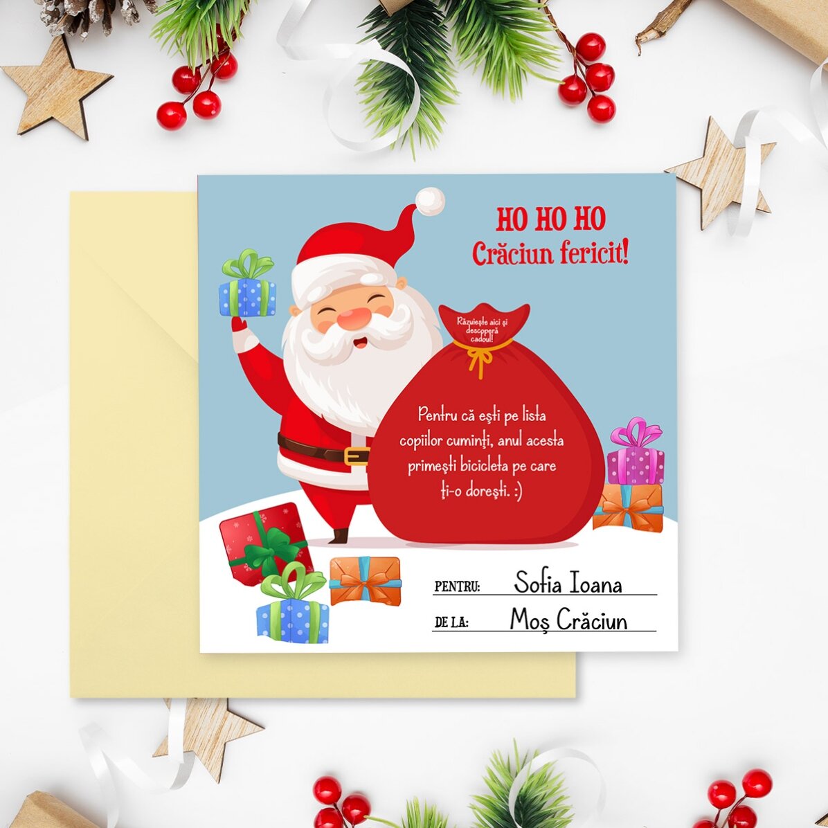 Carte à gratter personnalisée avec un message - Cadeau de Noël