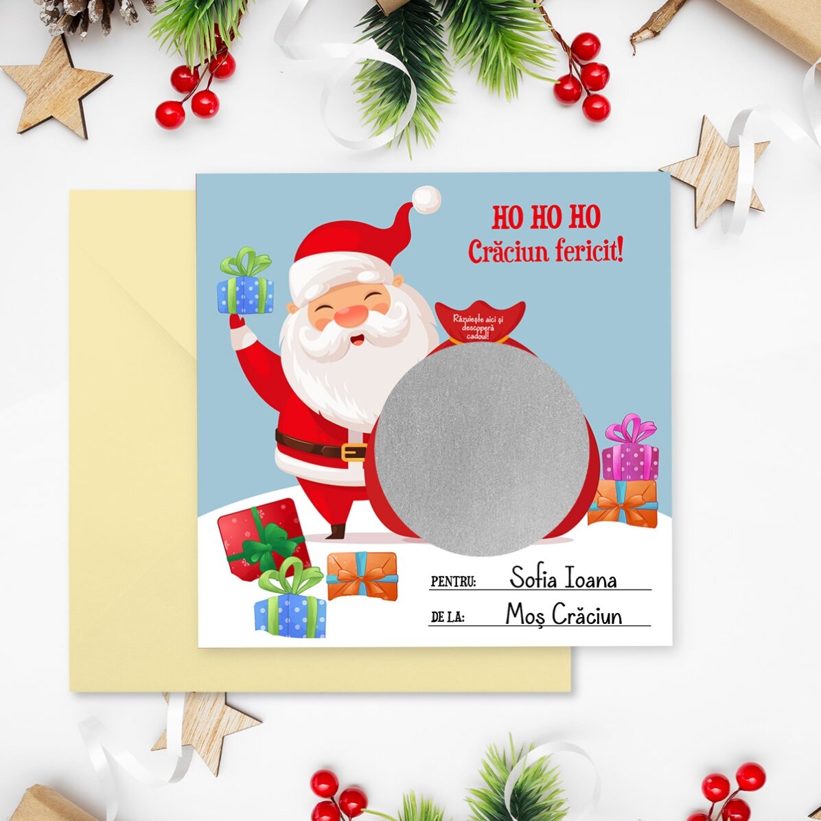Carte à gratter personnalisée avec un message - Cadeau de Noël