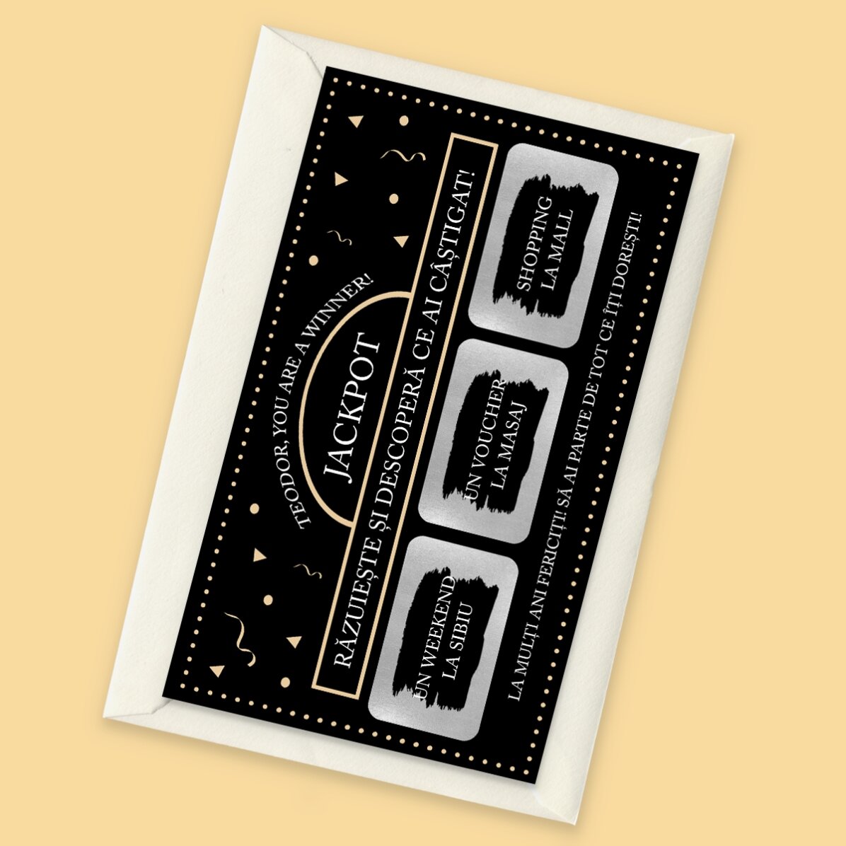 Carte à gratter personnalisée avec texte - Jackpot