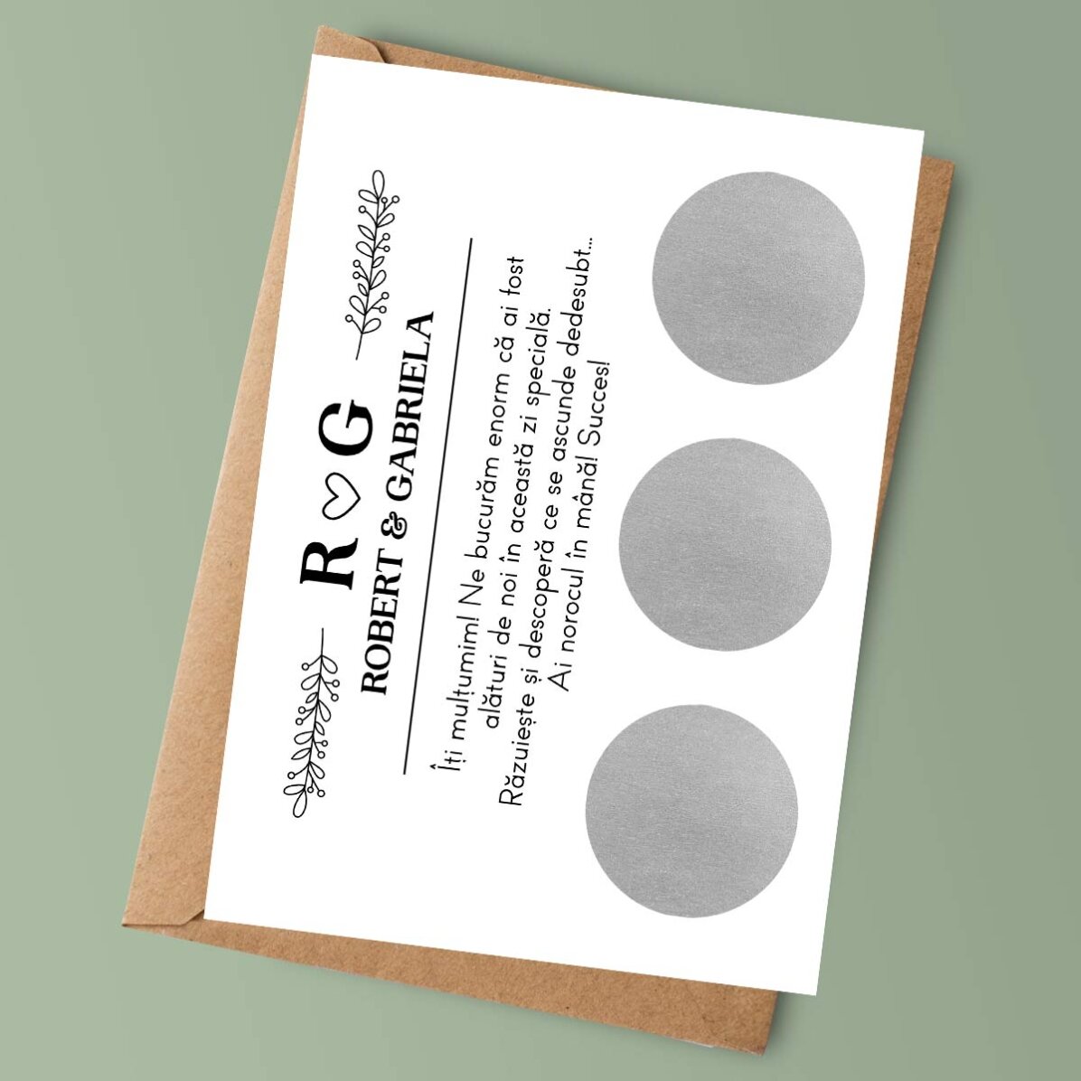 Carte à gratter personnalisée avec texte - Mariage