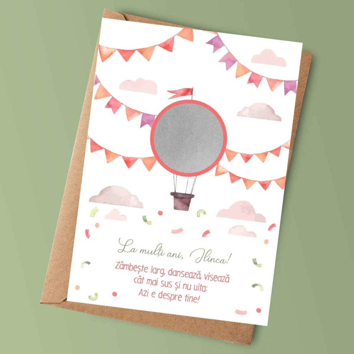 Carte à gratter personnalisée avec un message pour les enfants - Anniversaire