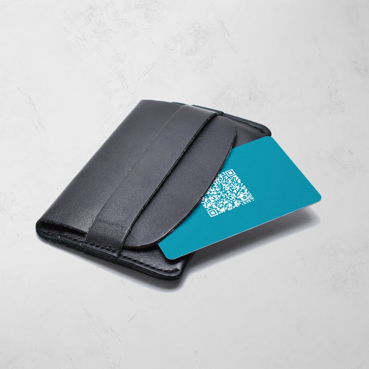 Carte de visite en aluminium personnalisée recto-verso avec code QR et logo - Coordonnées