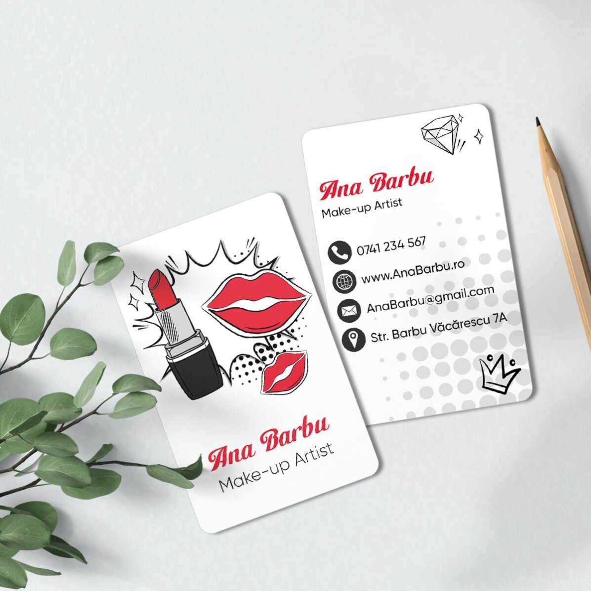 Carte de visite en aluminium personnalisée recto-verso avec message - Maquilleuse professionnelle