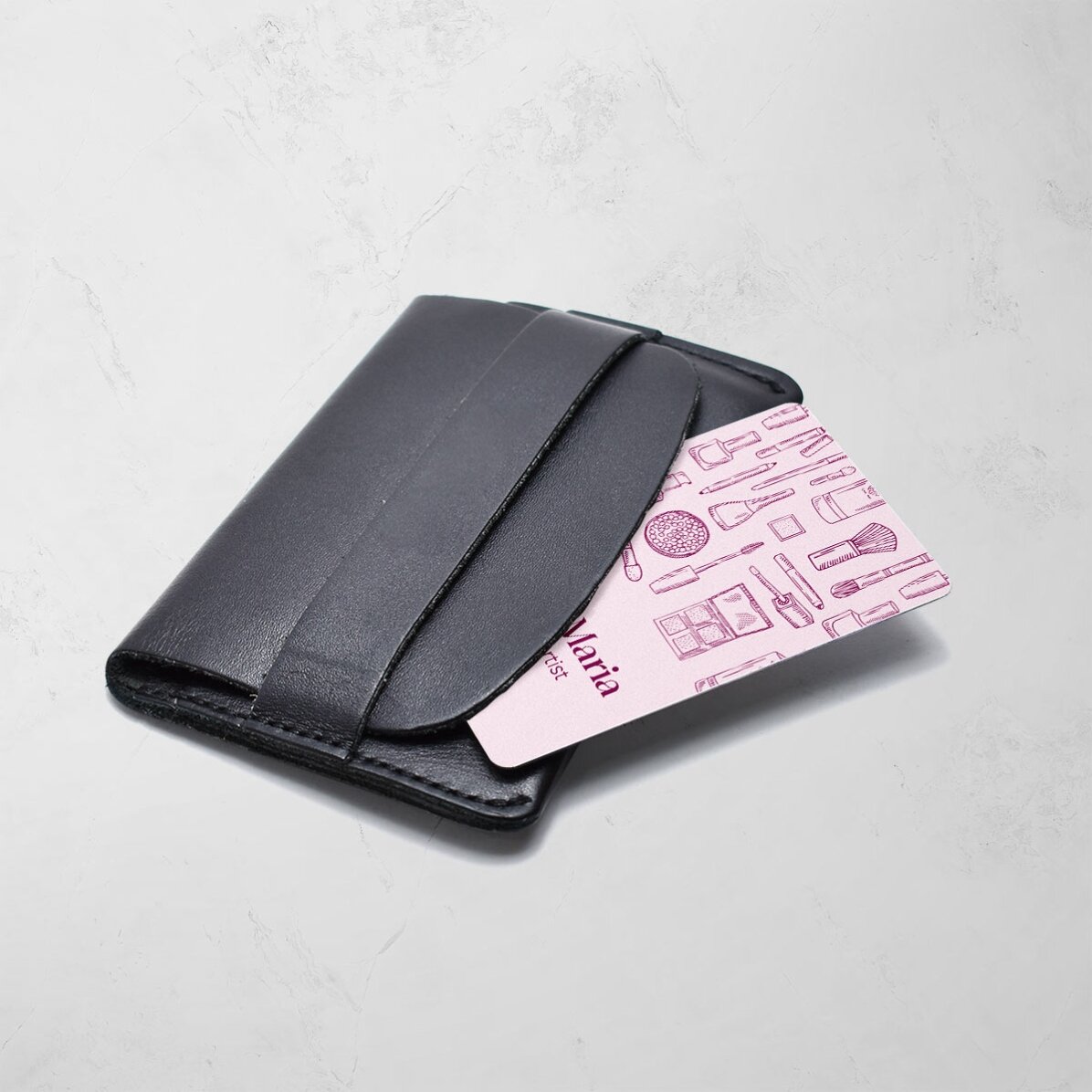 Carte de visite en aluminium personnalisée recto-verso avec texte - Maquilleuse professionnelle