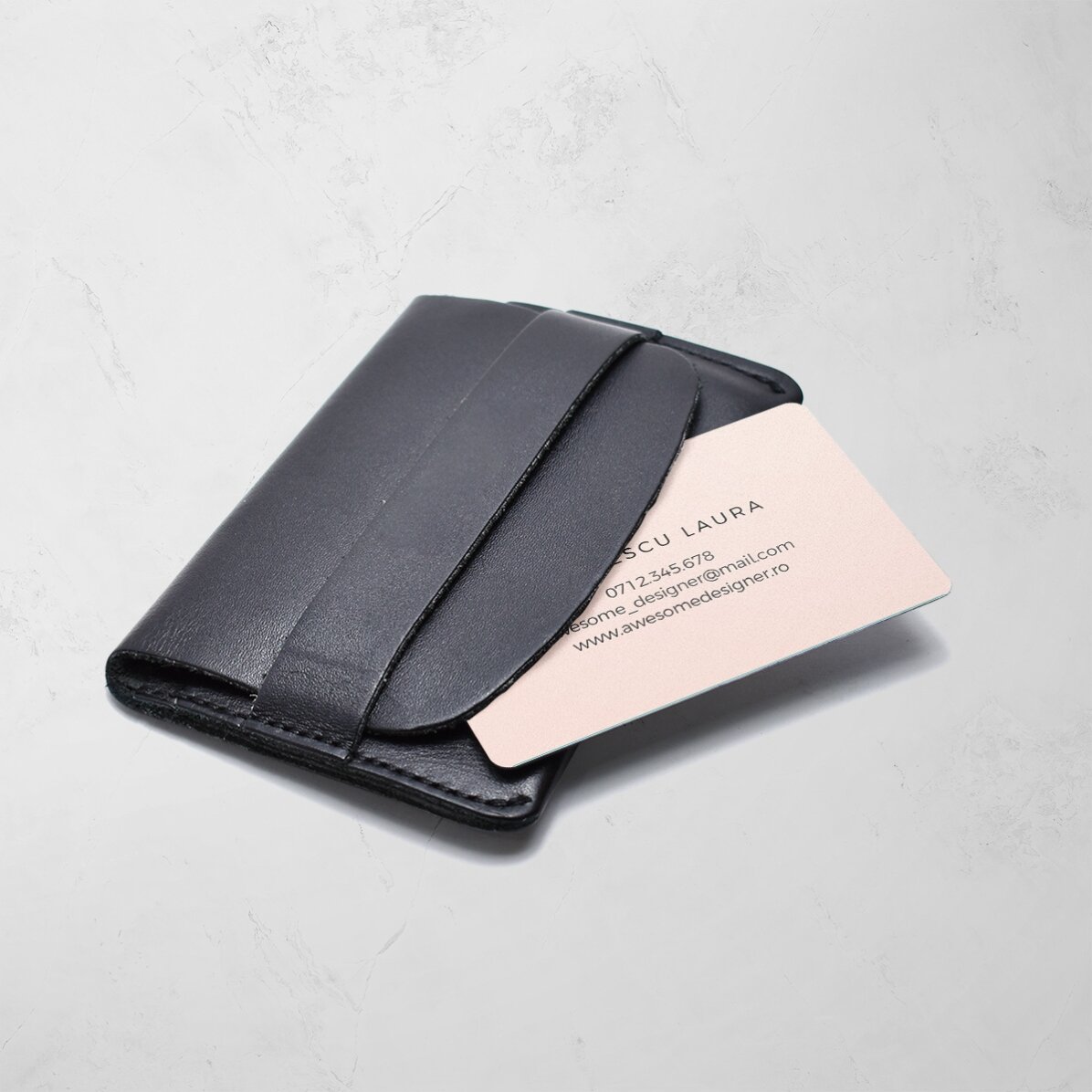 Carte de visite en aluminium personnalisée recto-verso avec texte - SIMPLE