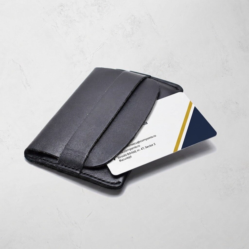 Carte de visite personnalisée en aluminium, motif géométrique, logo et code QR