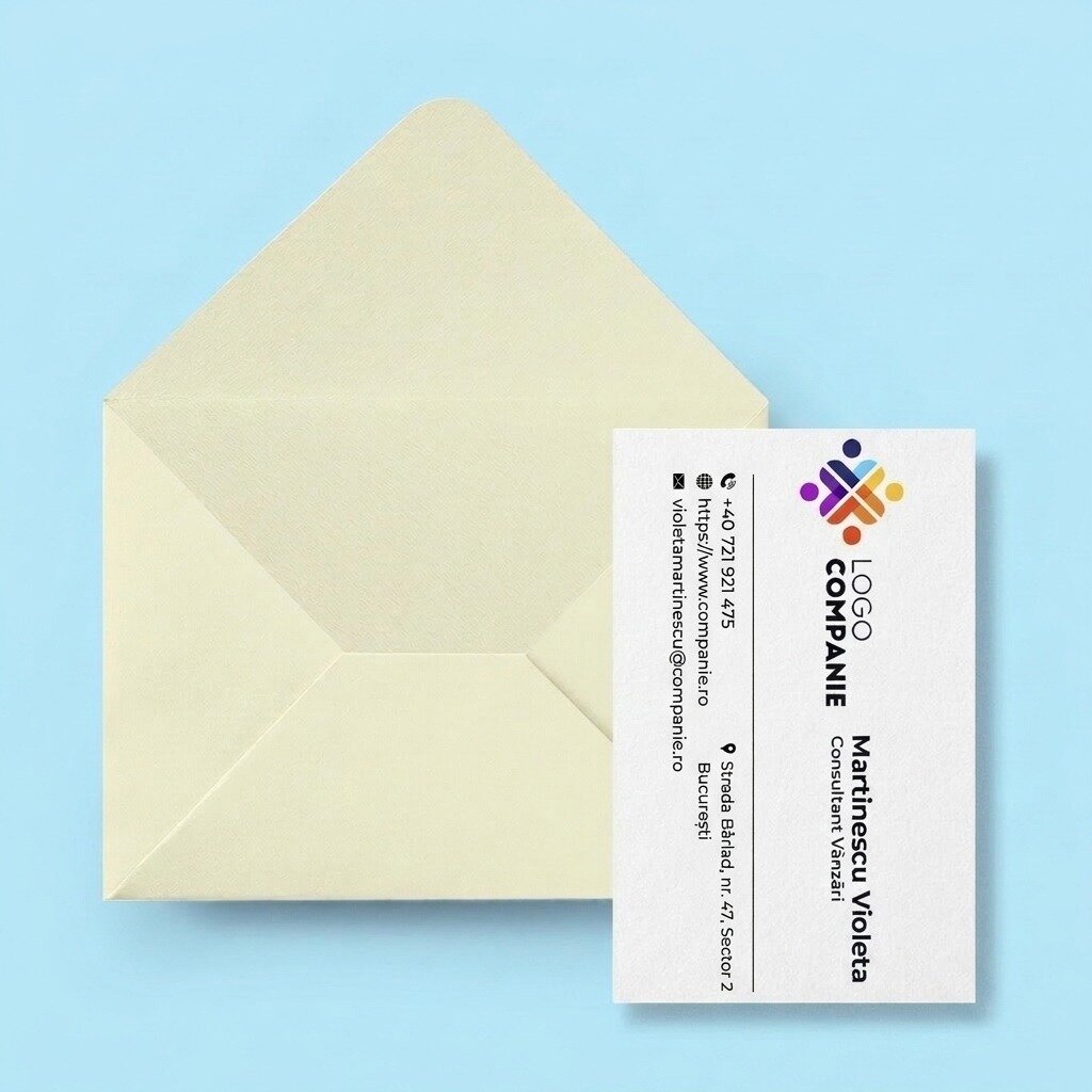 Cartes de visite en papier personnalisées recto-verso avec code QR et coordonnées