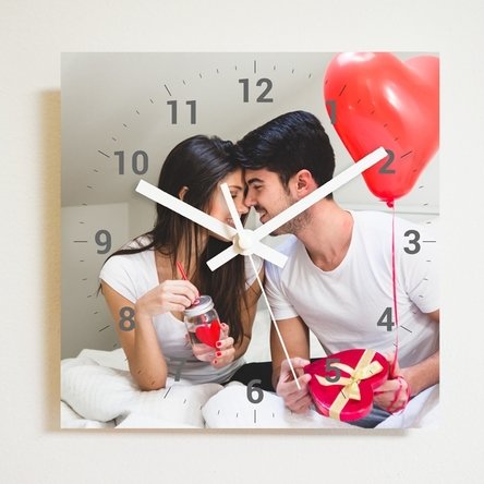 Personalised square clock with a photo and numbers
