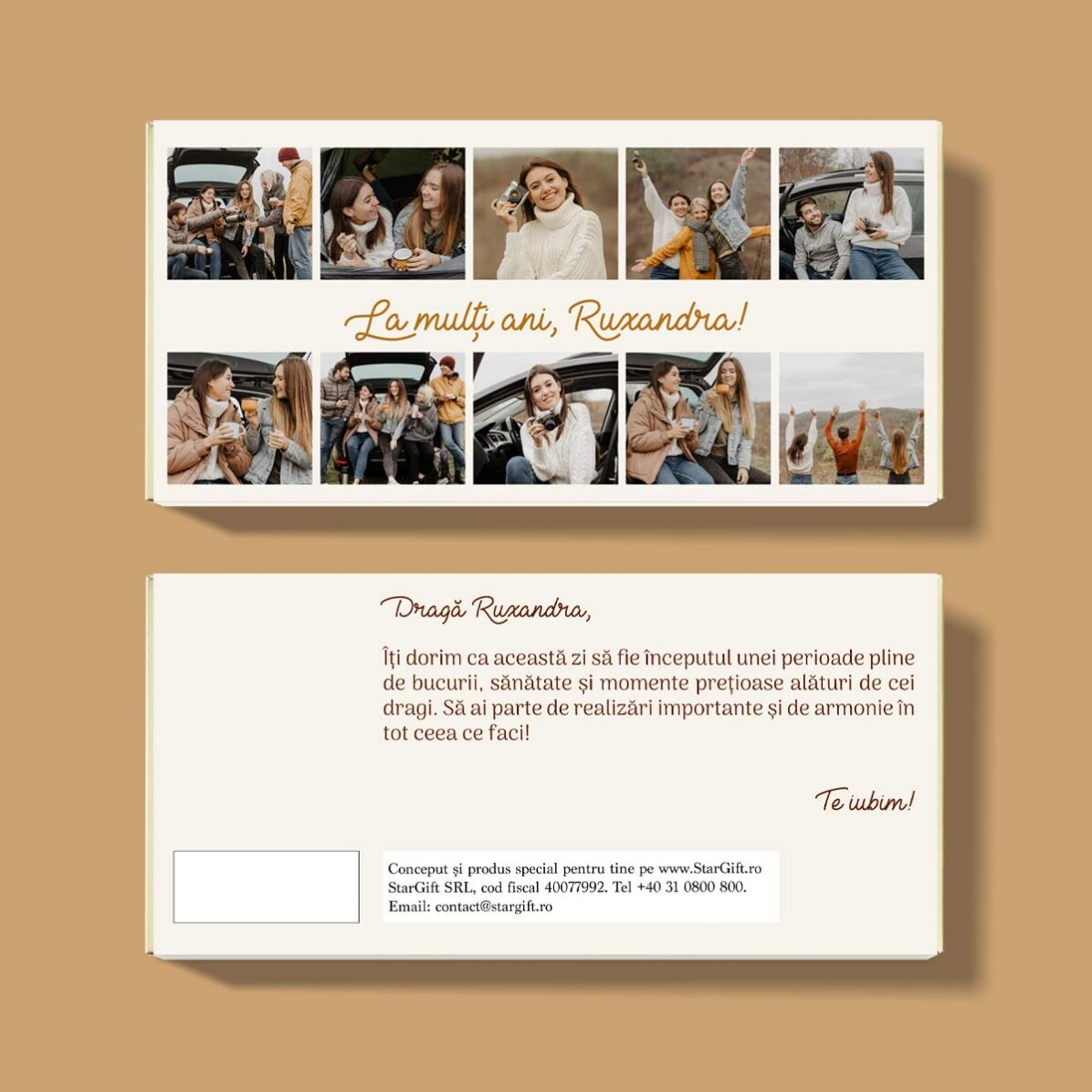 Chocolat personnalisé avec 10 photos et un message - Joyeux anniversaire !
