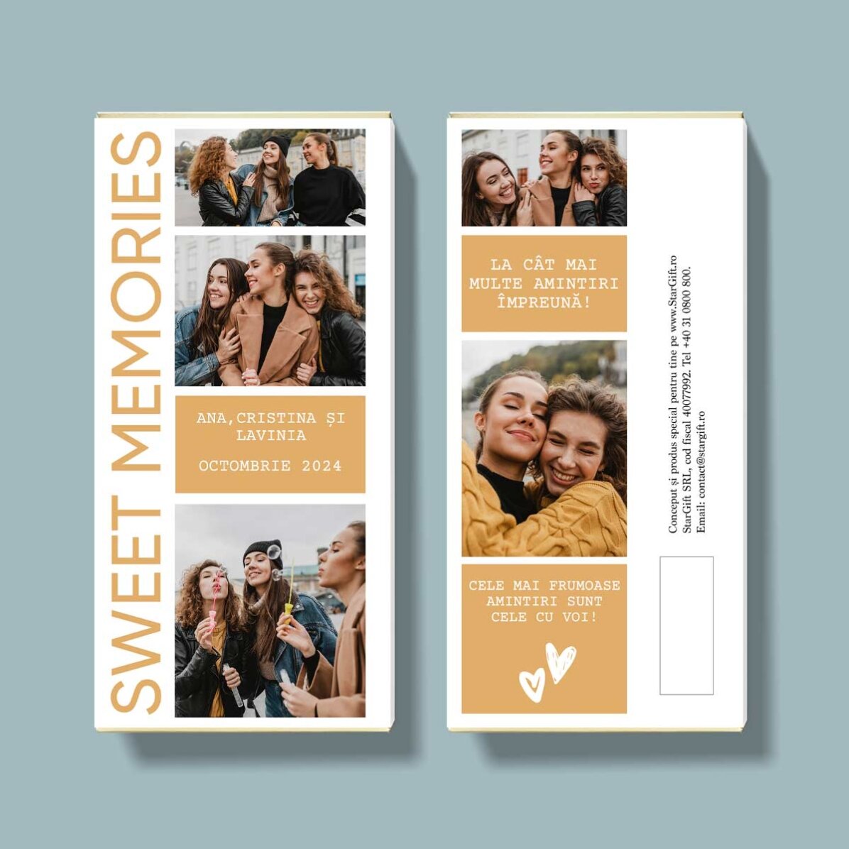 Chocolat personnalisé avec 5 photos et un message - Sweet Memories