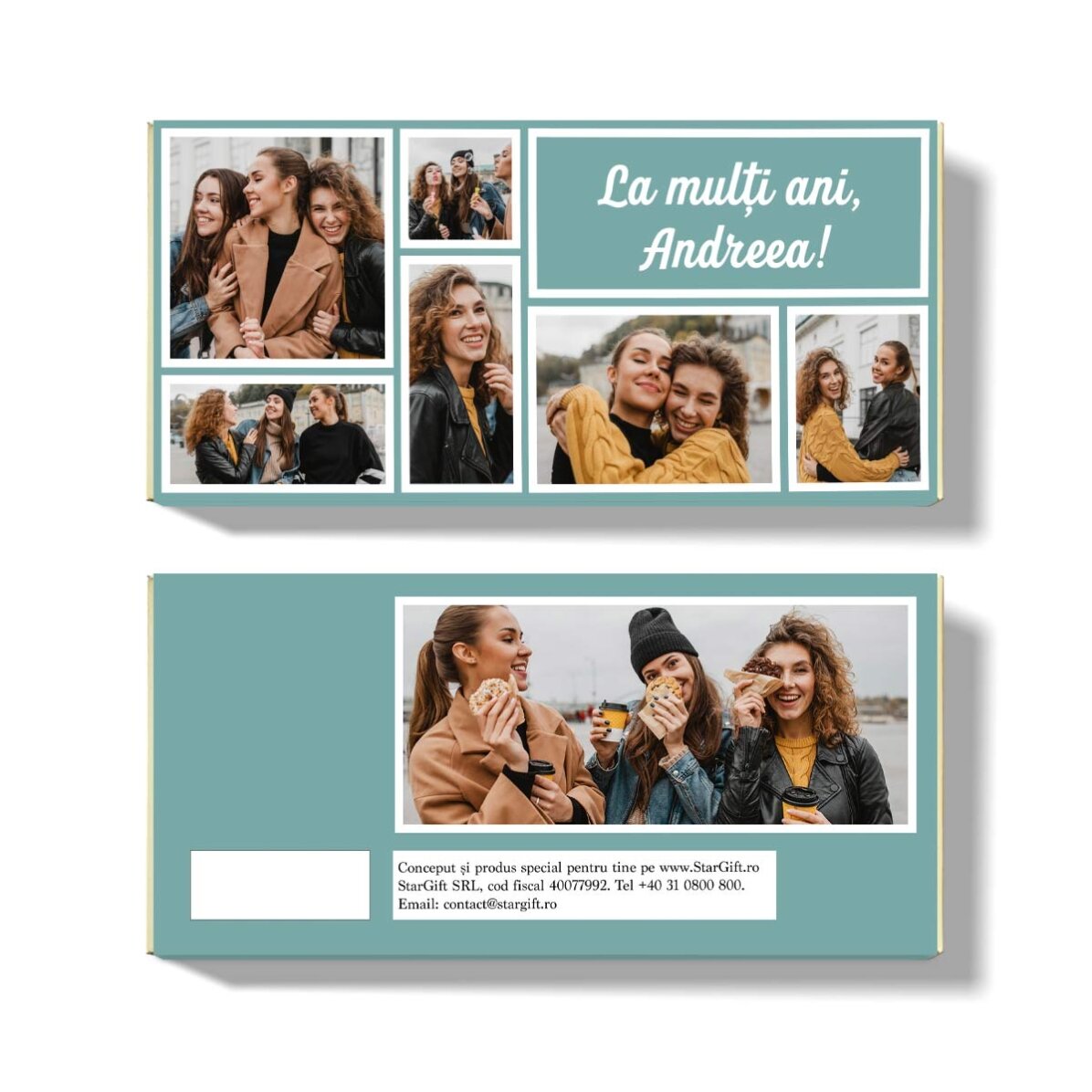Chocolat personnalisé avec 7 photos et un message