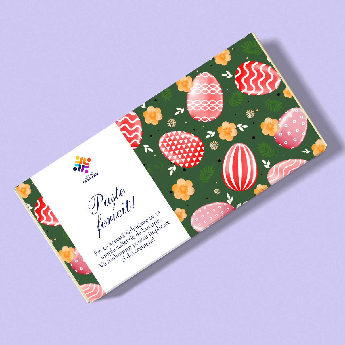 Chocolat personnalisé avec logo et message - Œufs de Pâques